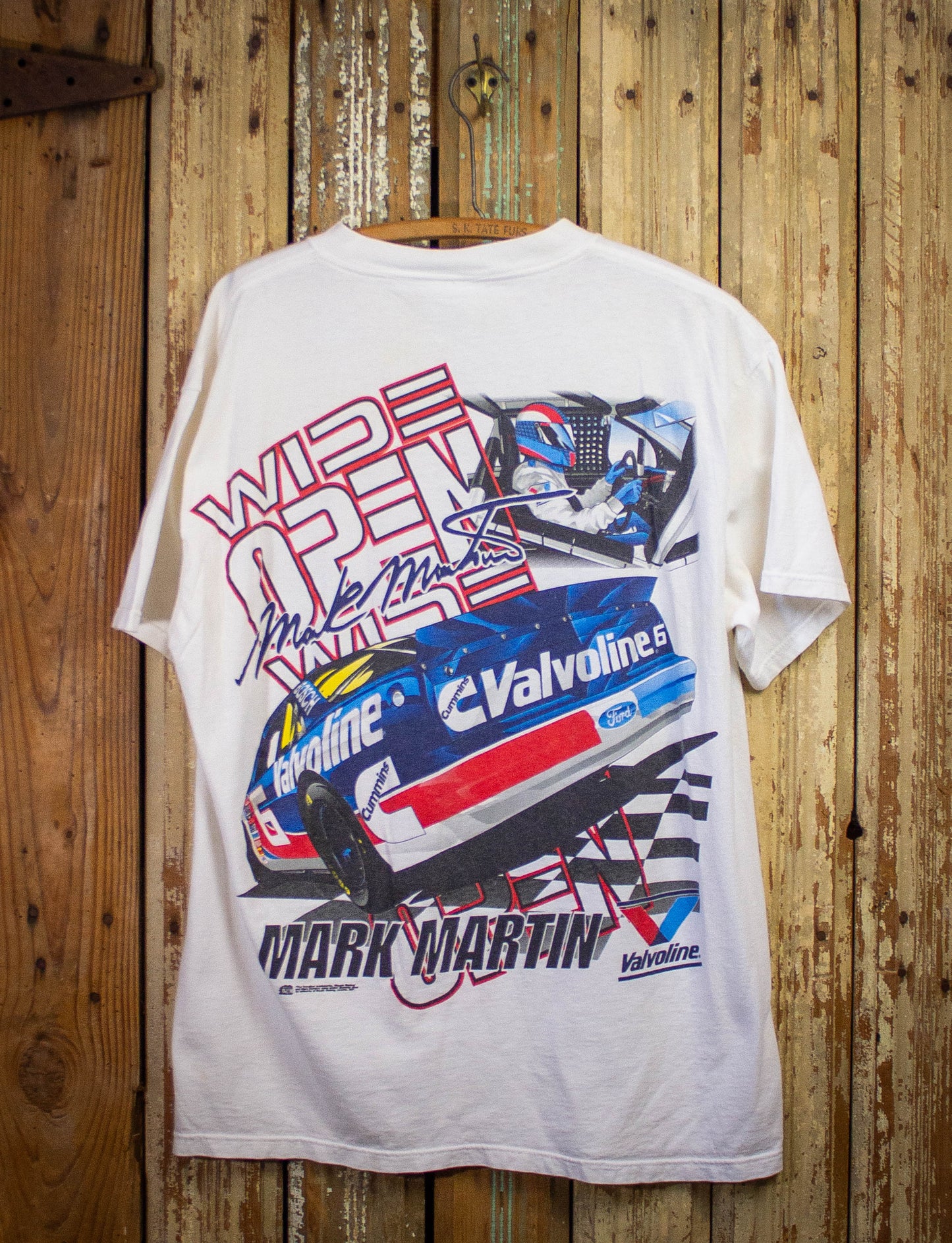 Vintage Mark Martin Valvoline Racing Graphic T Shirt 90s White XL