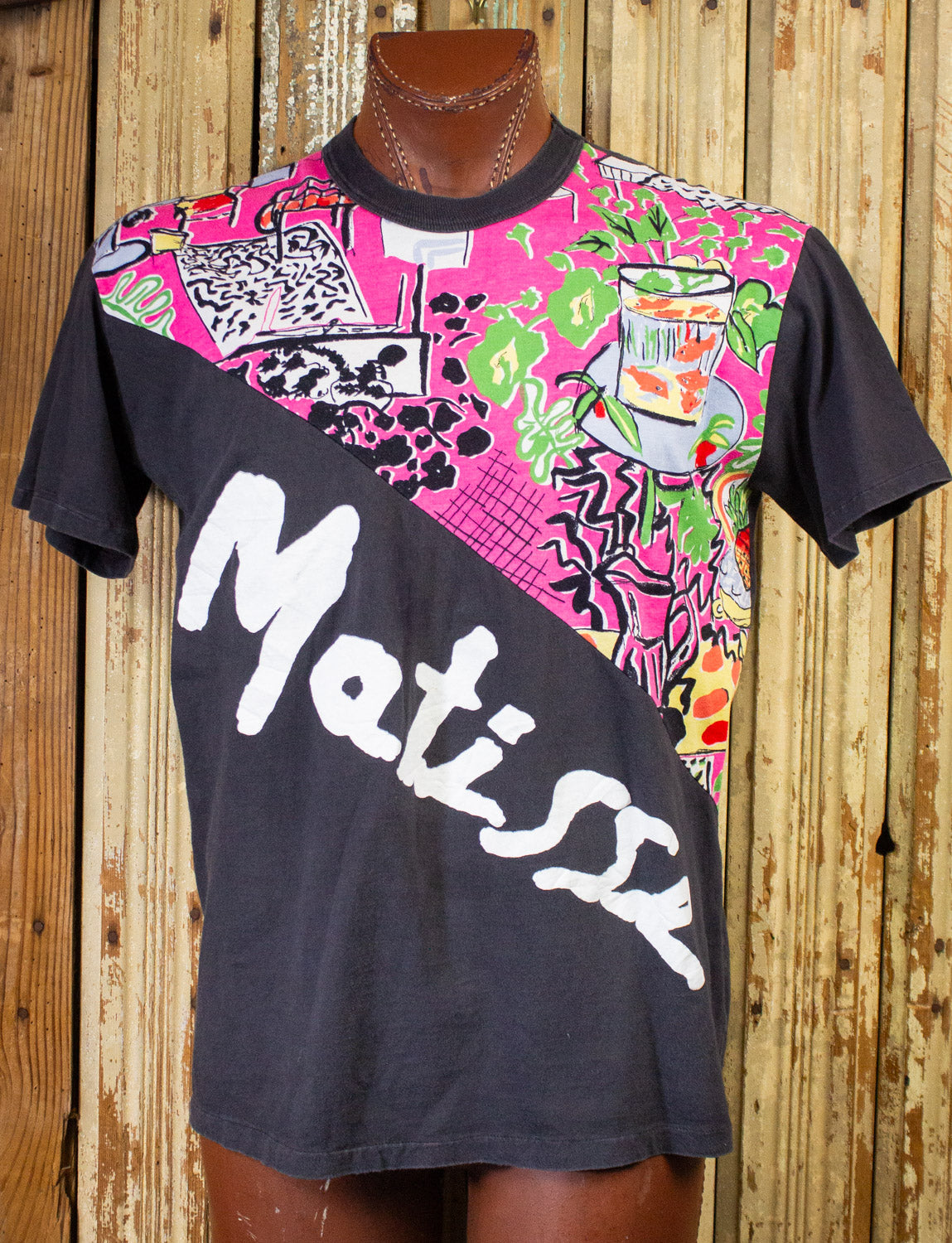 Vintage Matisse Abstract Graphic T Shirt 90s Black XL