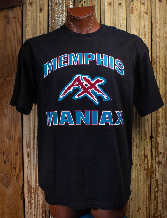 Vintage XFL Memphis Maniax Graphic T Shirt 2001 Black XL