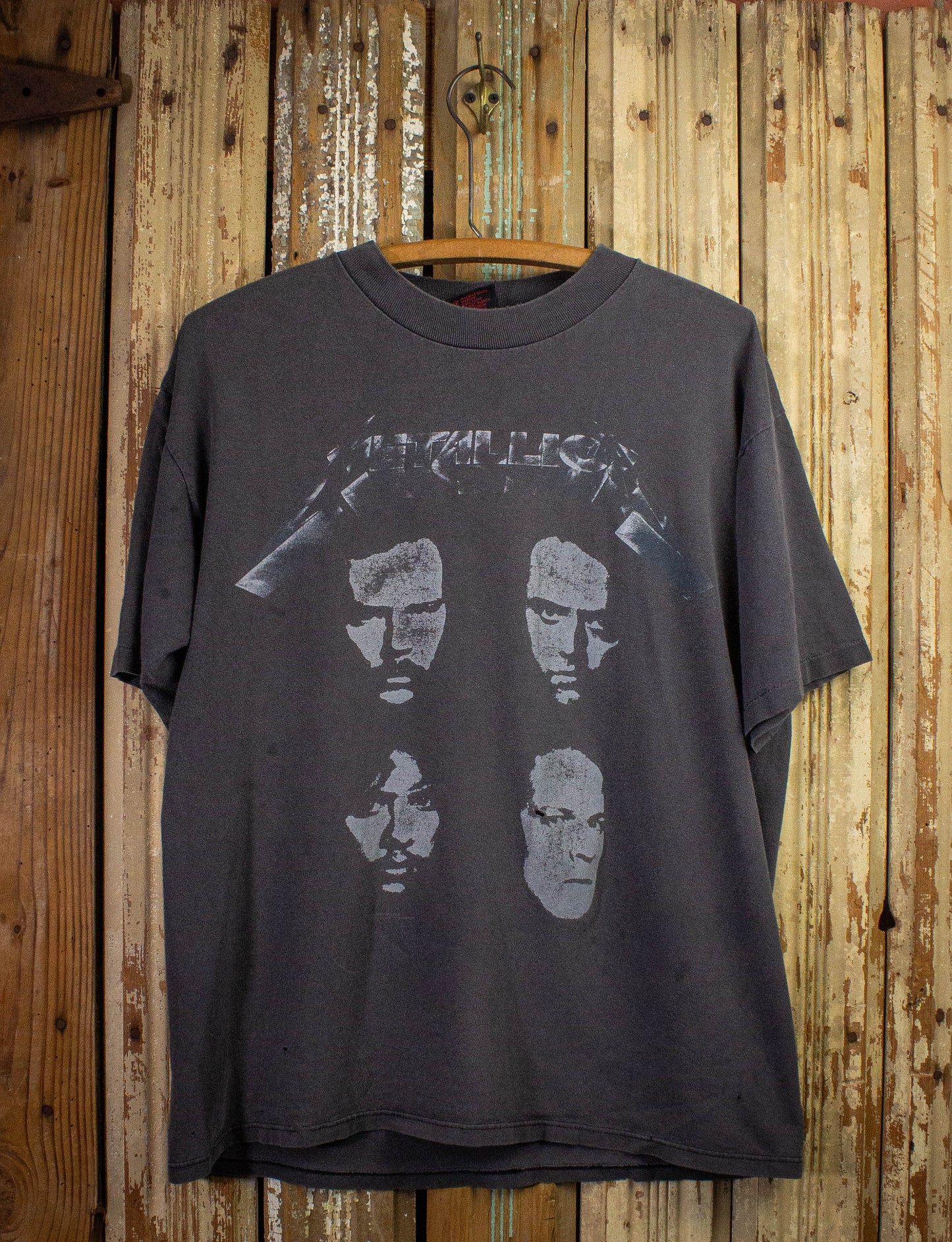 Vintage Metallica Faces Concert T Shirt 1991 Black Large