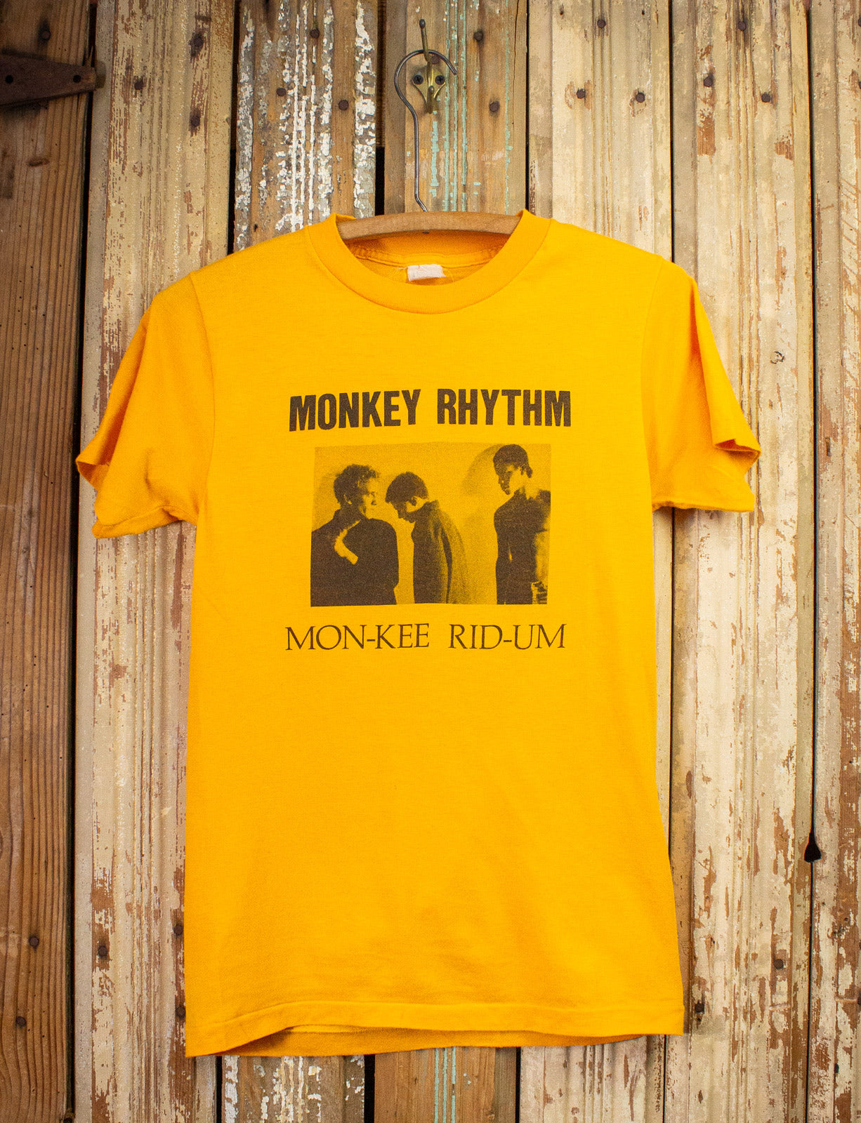 Vintage Monkey Rhythm Monk-Kee Rid-Um Concert T Shirt 80s Yellow XS