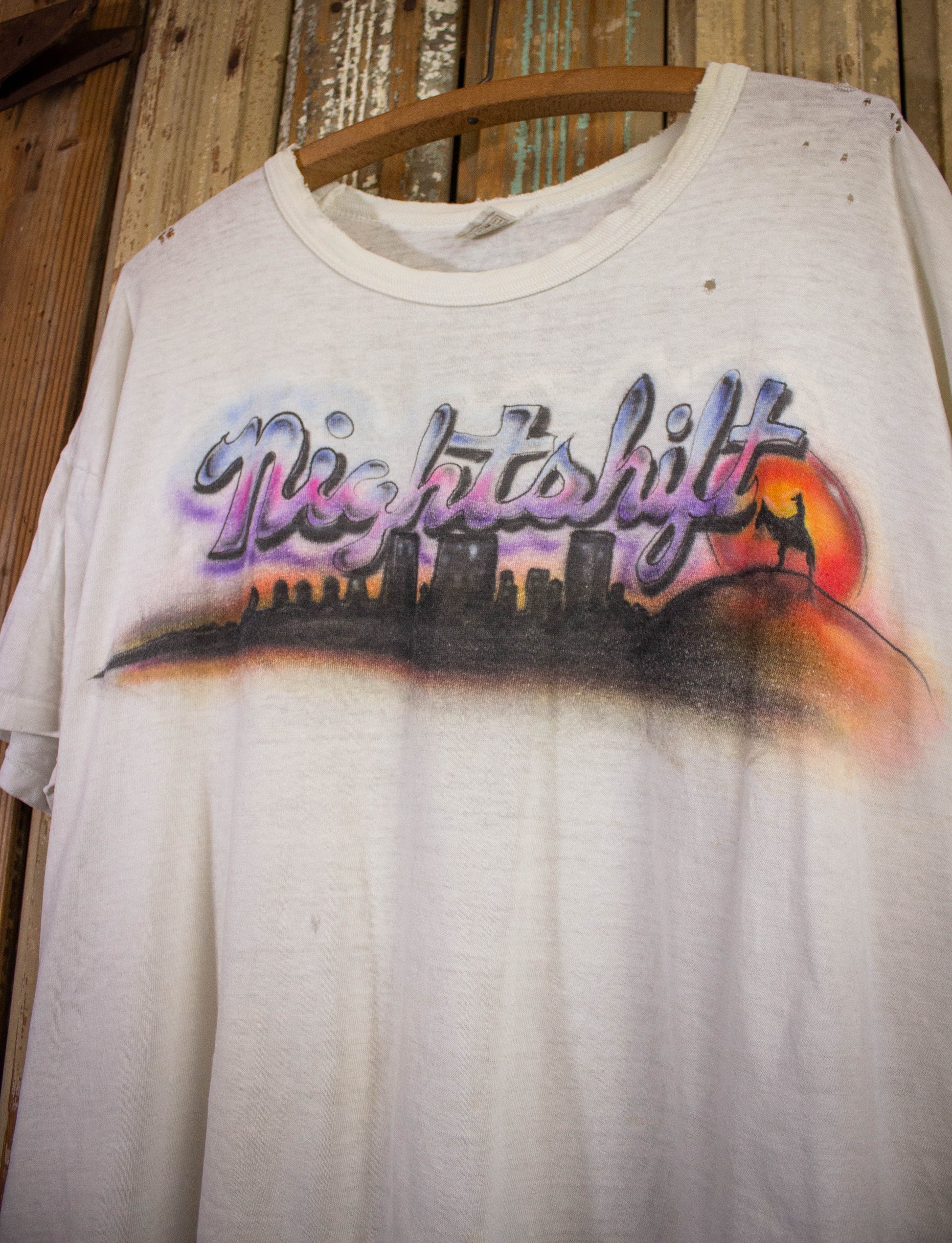 Vintage Nightshift Airbrush Graphic T Shirt 70s White 2XL