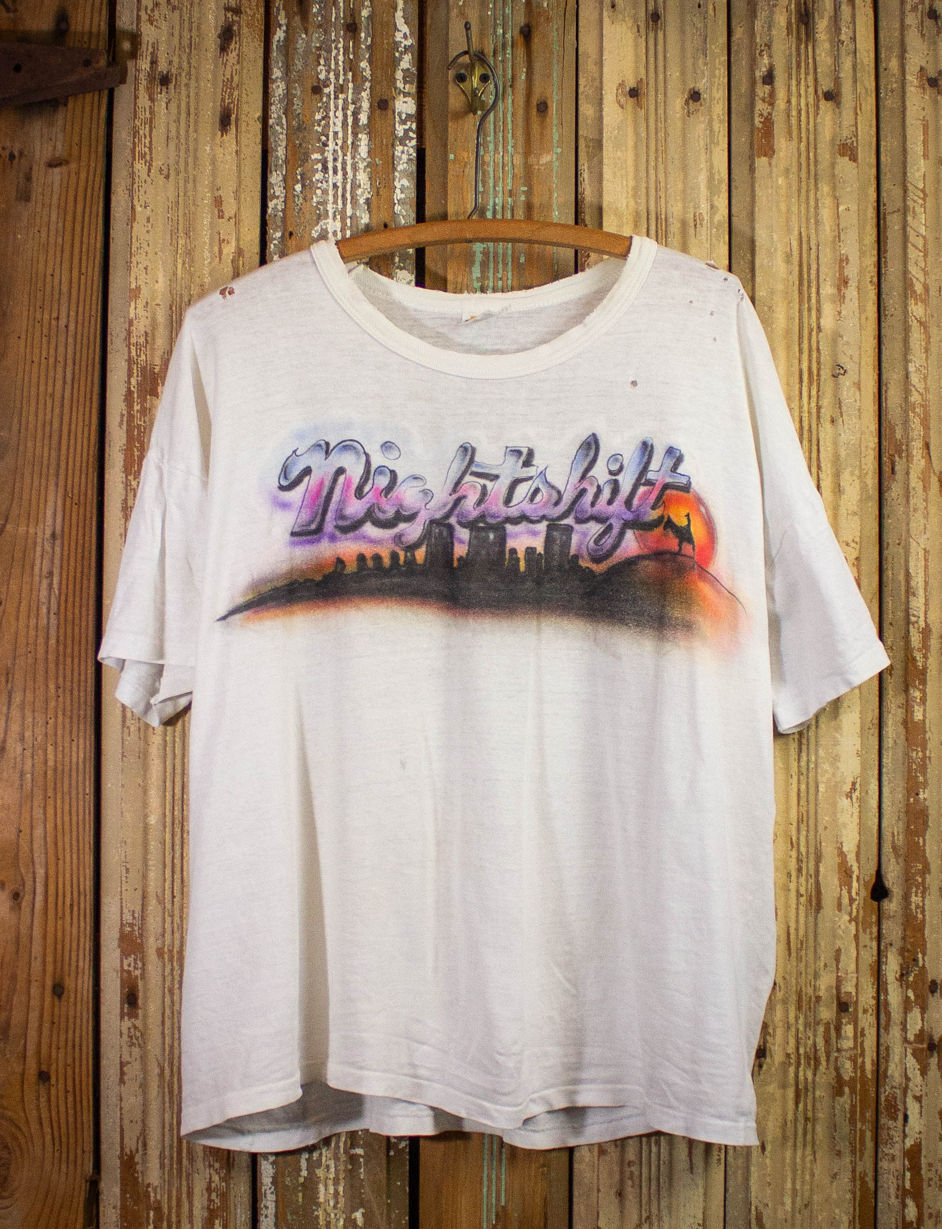 Vintage Nightshift Airbrush Graphic T Shirt 70s White 2XL