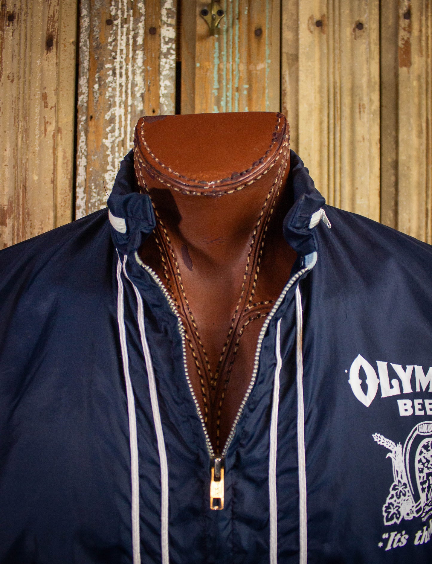 Vintage Olympia Beer Windbreaker Navy Large