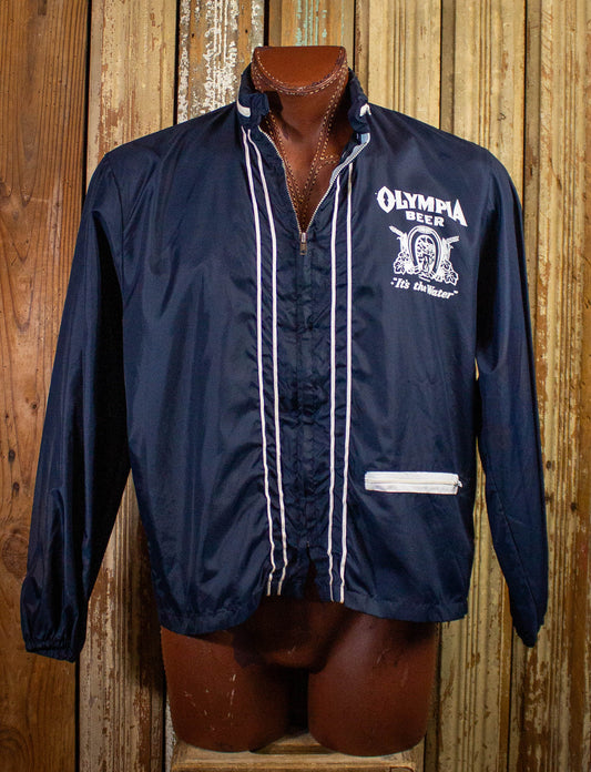 Vintage Olympia Beer Windbreaker Navy Large