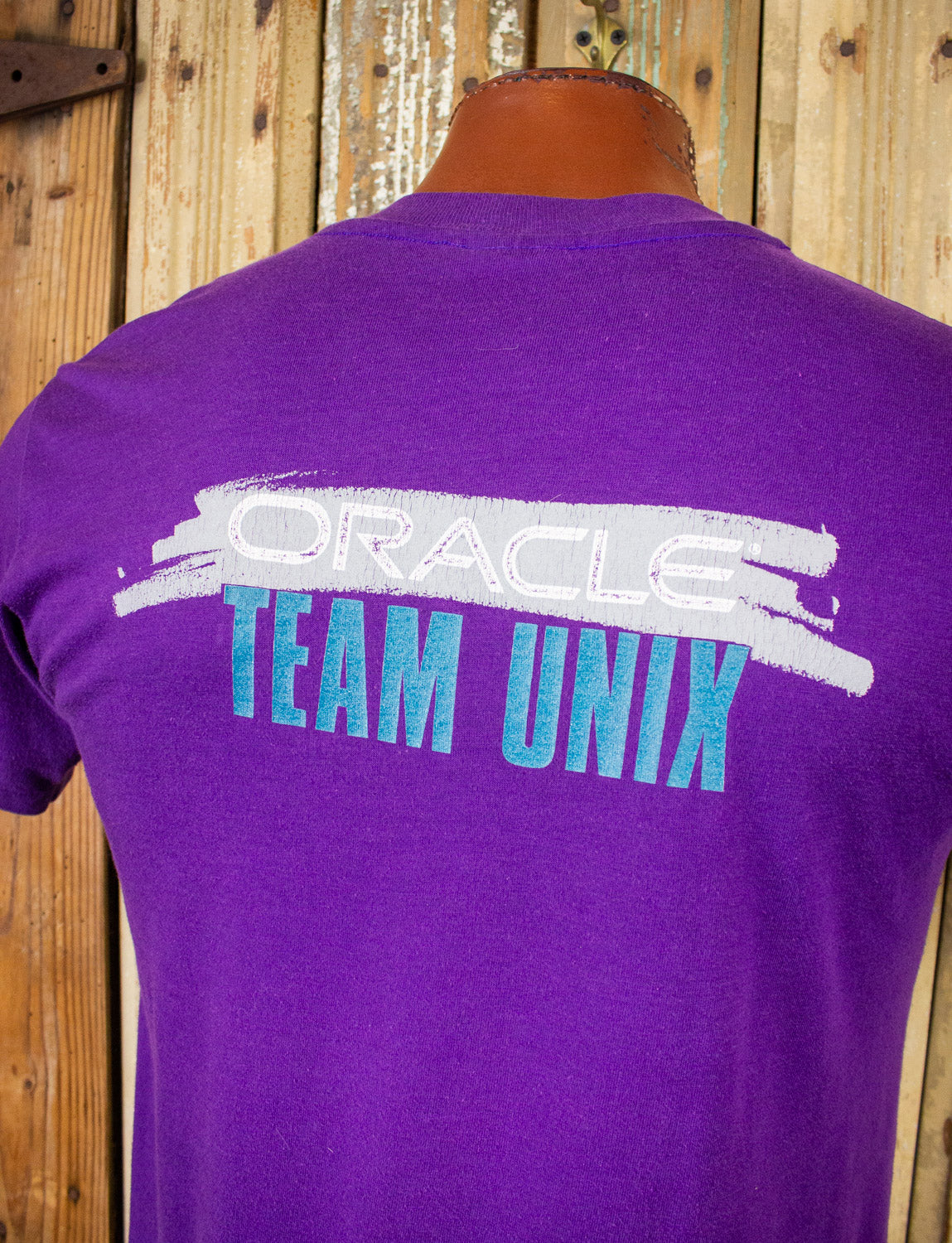 Vintage Oracle Team Unix Drag Racing Graphic T Shirt 80s Purple Medium/Large