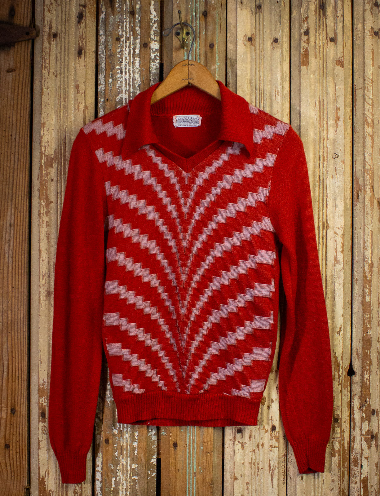 Vintage Orange Bolt Sweater 70s XS