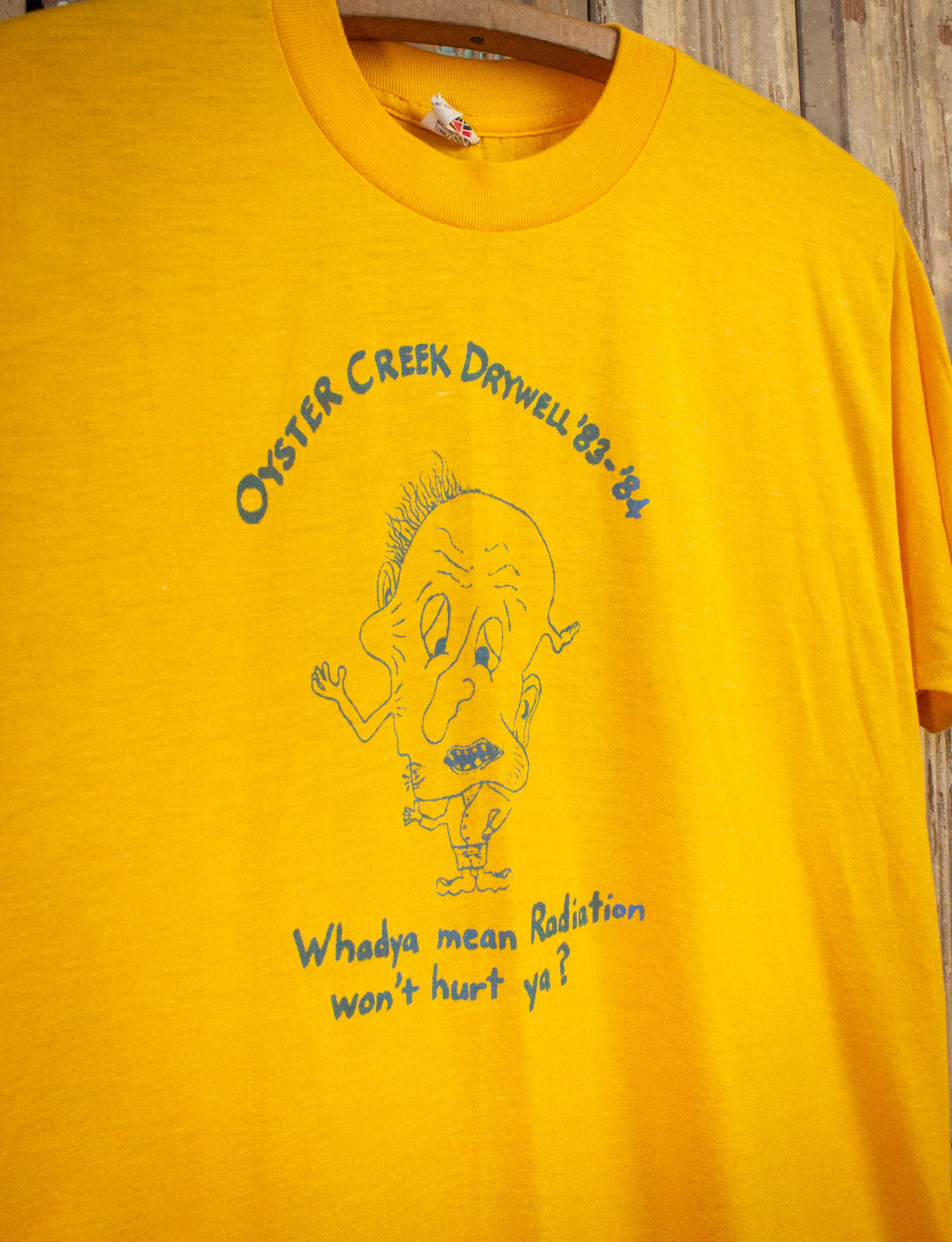 Vintage Oyster Creek Drywell Radiation Graphic T Shirt 1983 Yellow Large