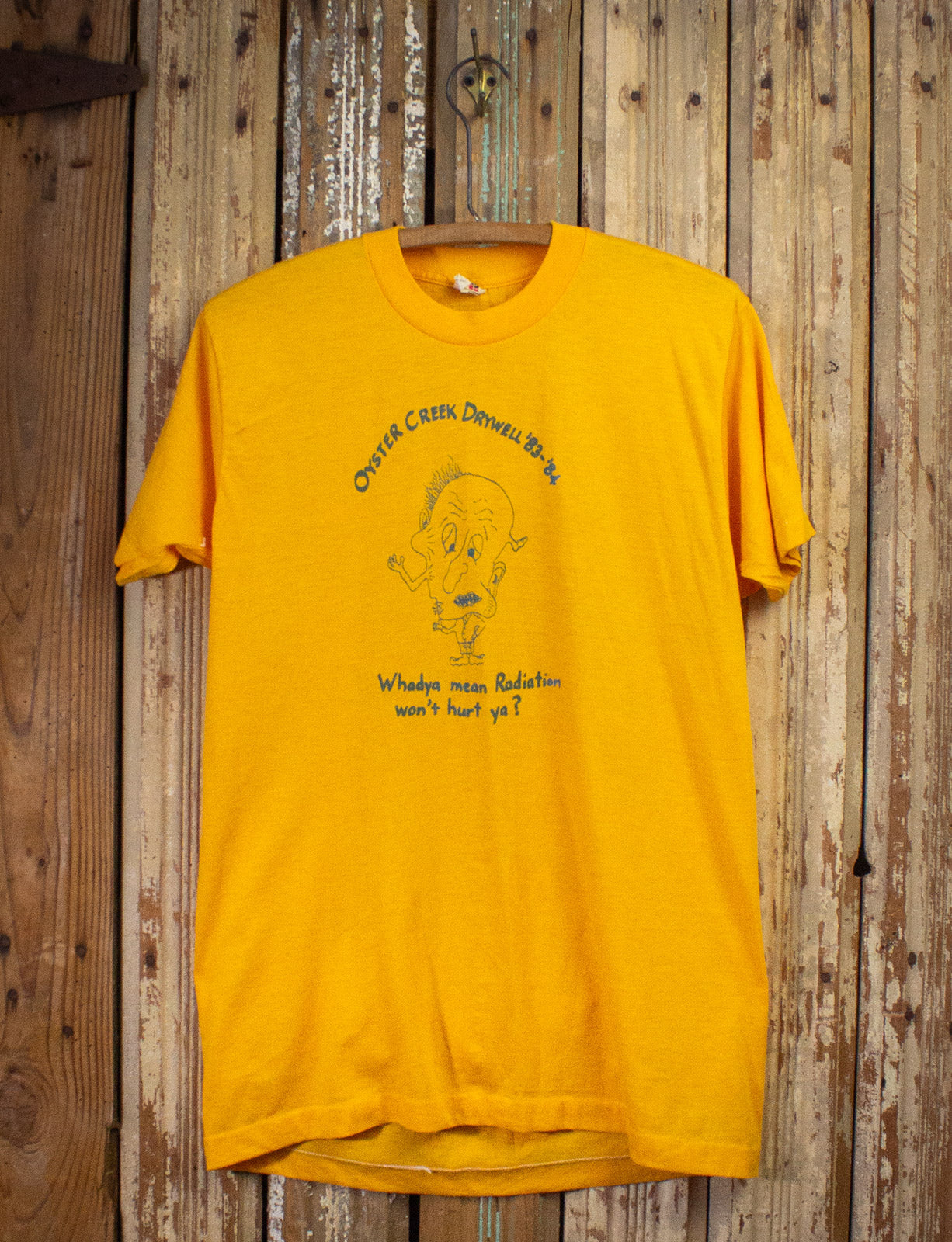 Vintage Oyster Creek Drywell Radiation Graphic T Shirt 1983 Yellow Large