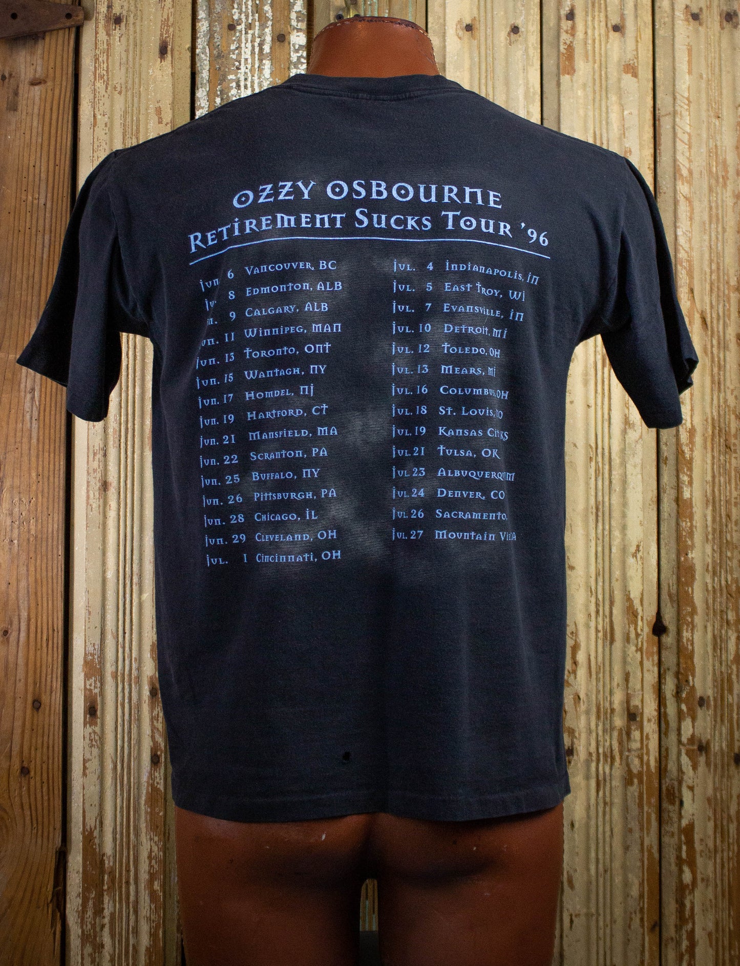 Vintage Ozzy Osbourne Retirement Sucks Tour Concert T Shirt 1996 Black Large