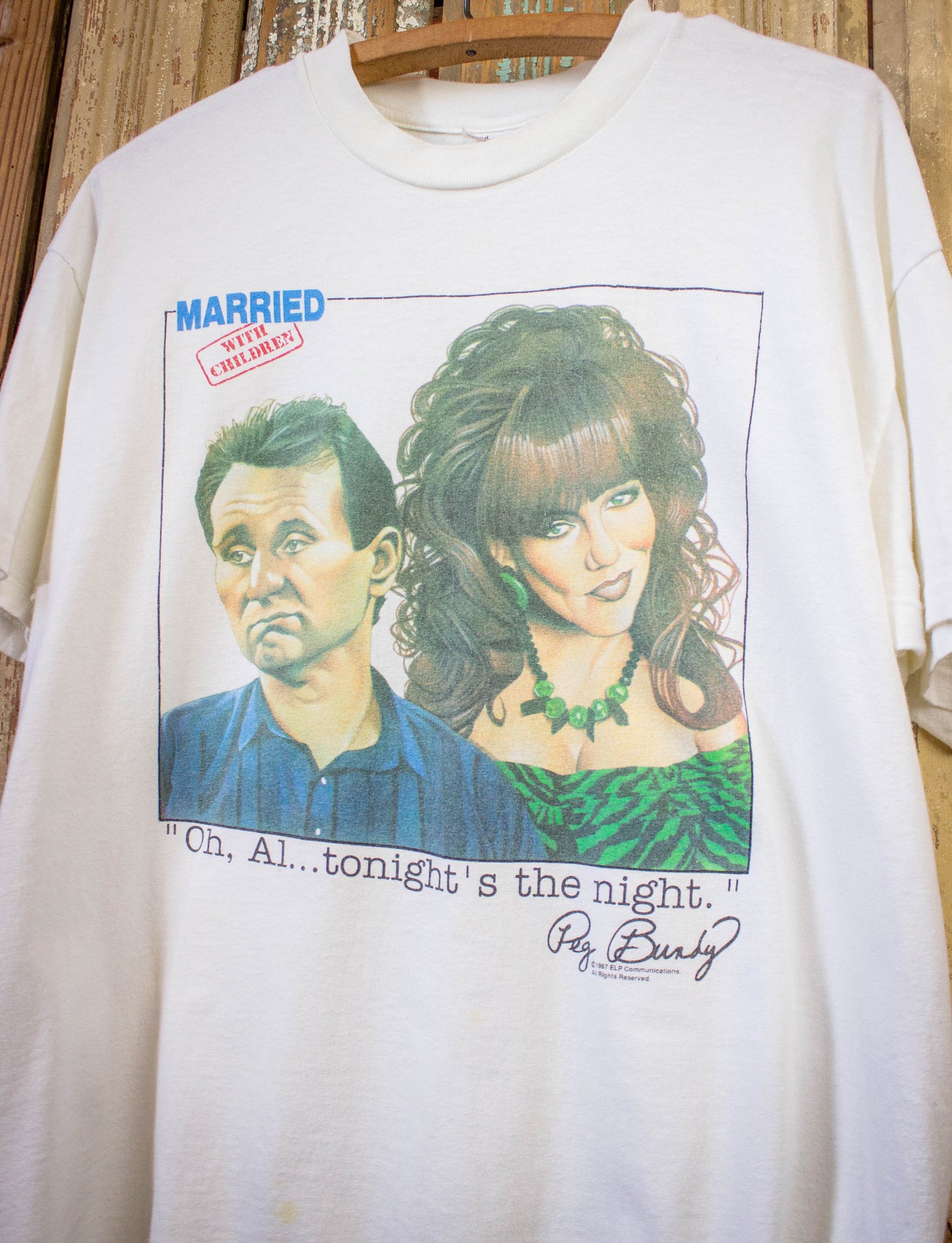 Vintage Married With Children Graphic T Shirt 1987 White XL