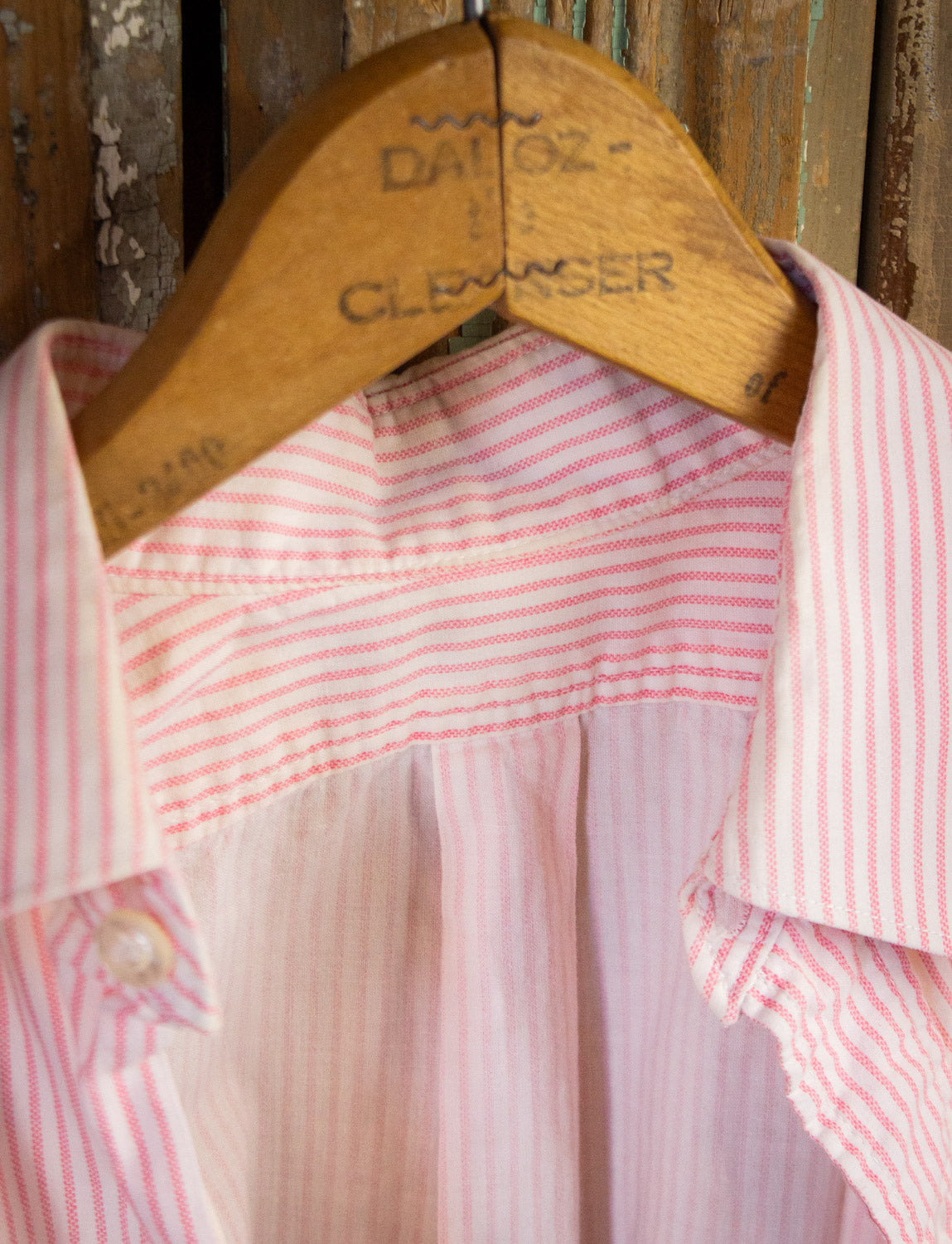 Vintage Pink and White Striped Button Up Shirt Small