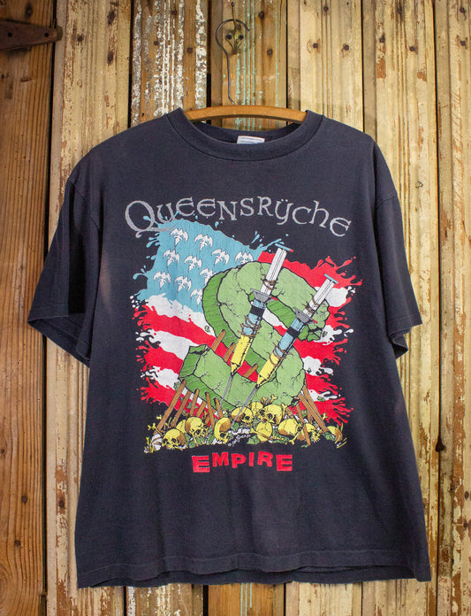 Vintage Queensryche Building Empires Pushead Concert T Shirt 1991 Black XL