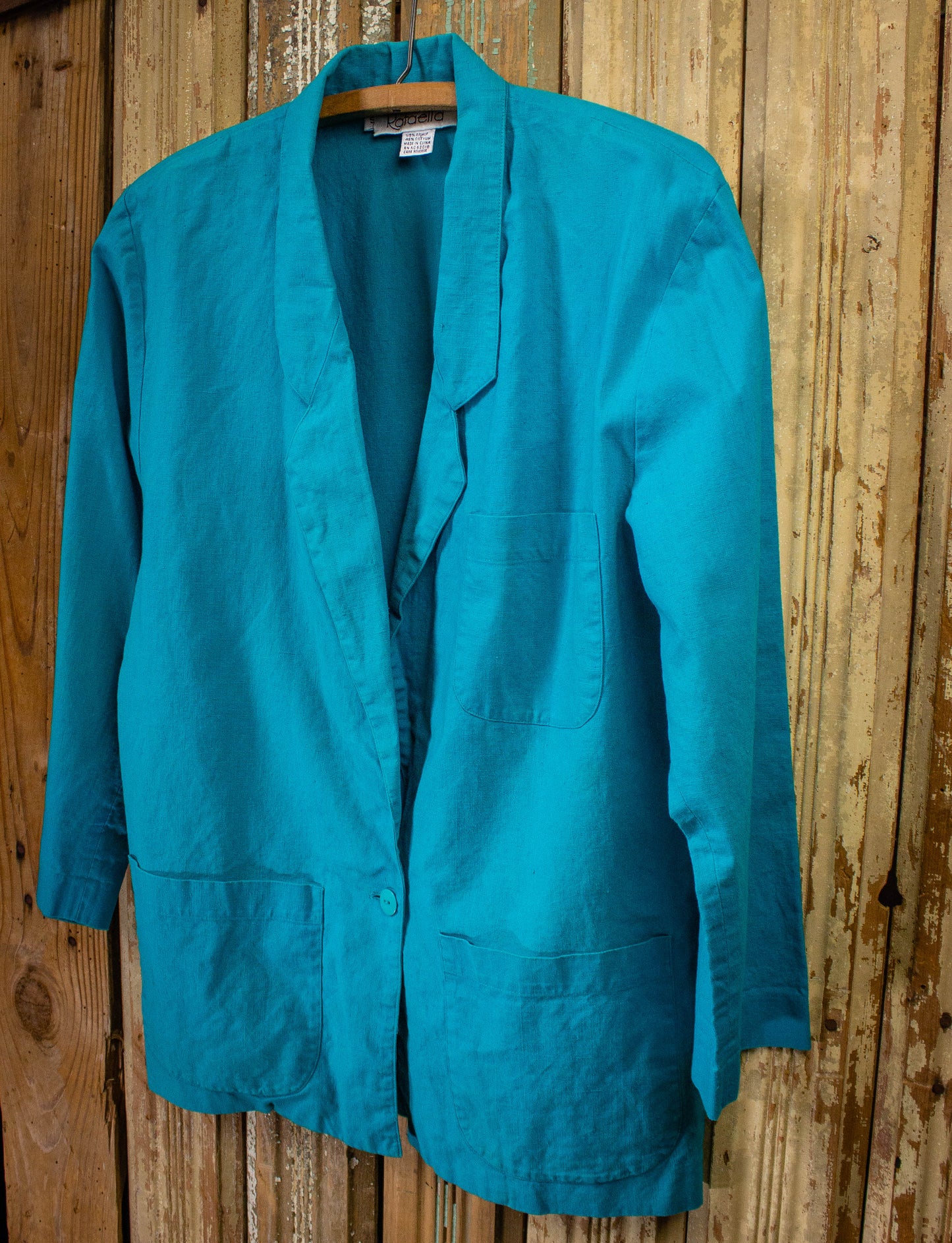 Vintage Rafaella Aqua Blue Blazer 1980s L