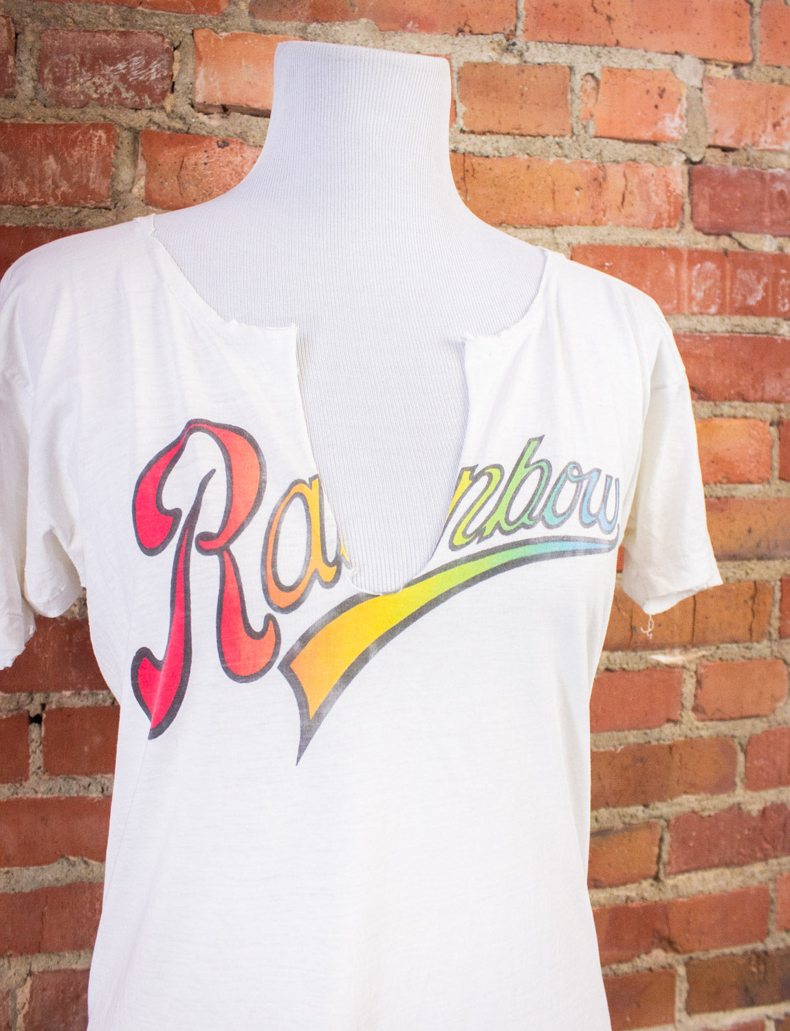 Vintage Rainbow Theater Graphic T Shirt 70s White Small