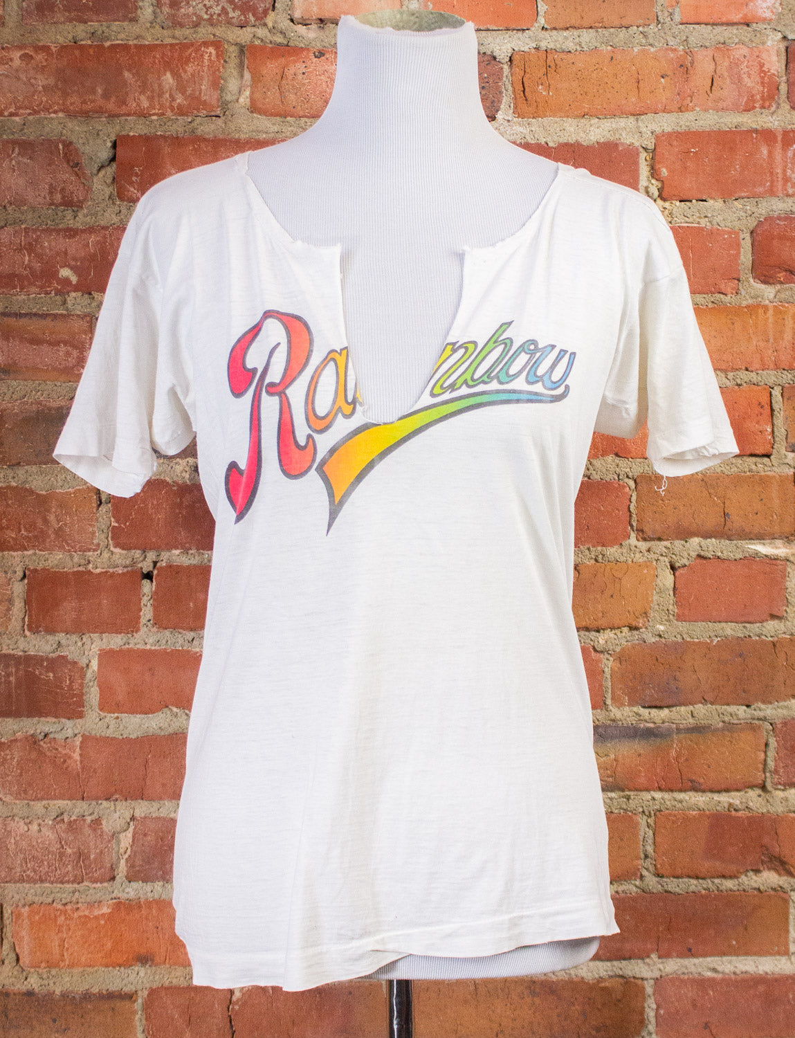 Vintage Rainbow Theater Graphic T Shirt 70s White Small