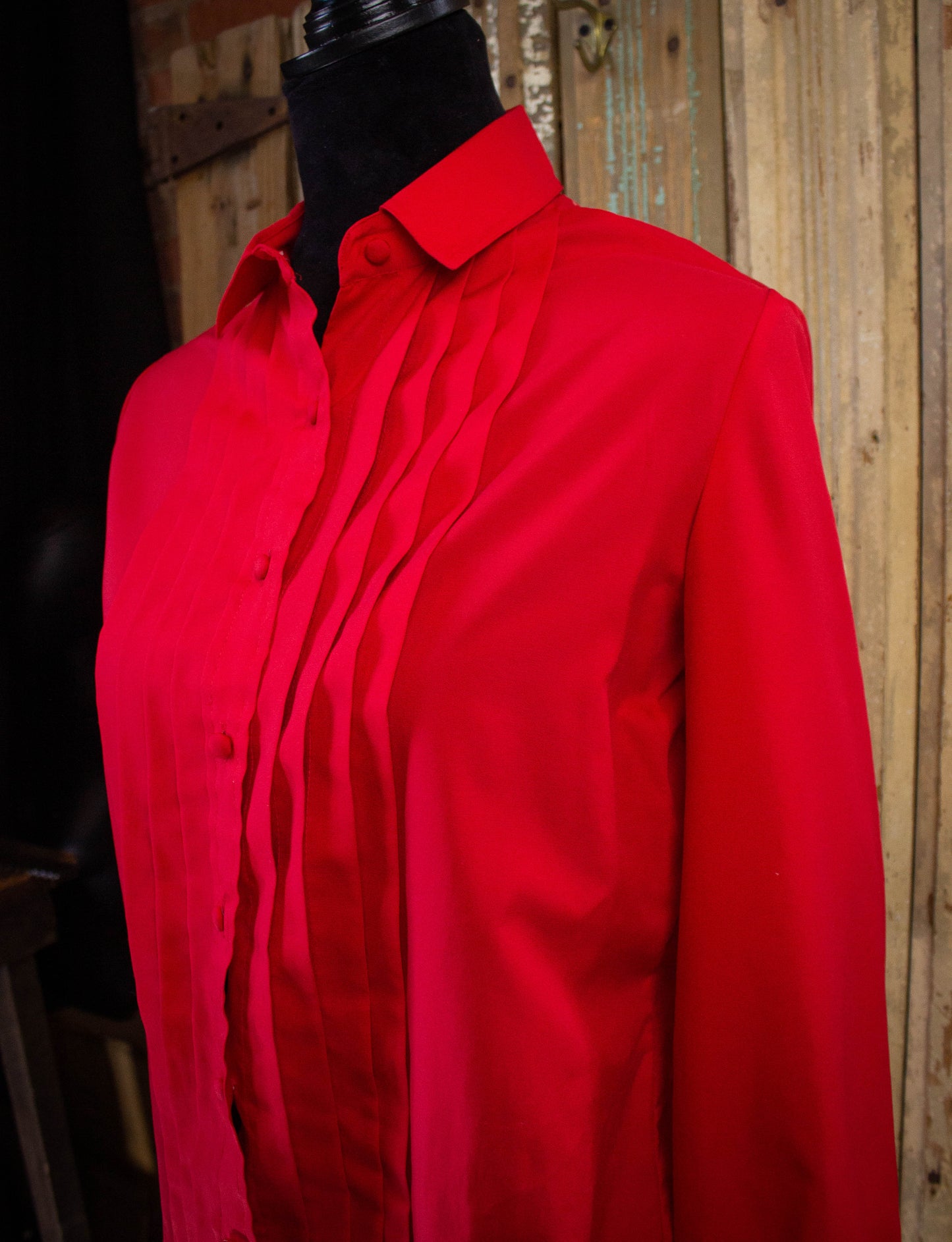 Vintage Josephine Red Button Down Deadstock Blouse 1990s M