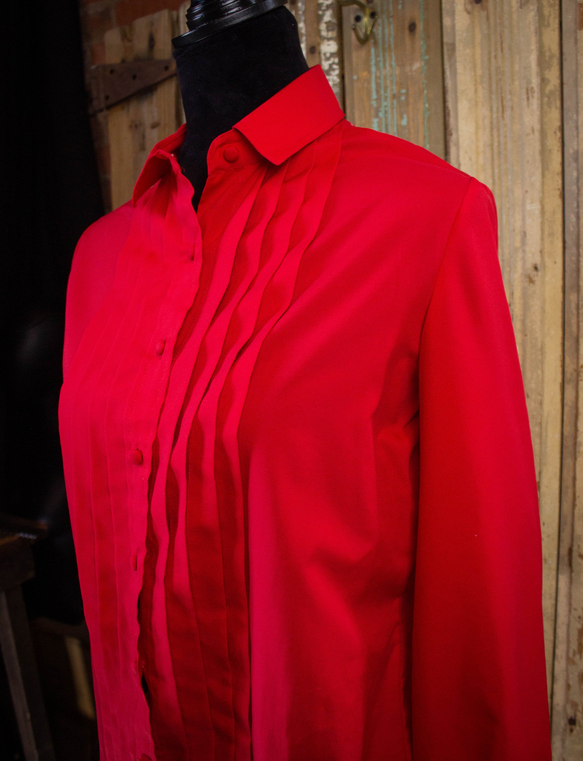 Vintage Josephine Red Button Down Deadstock Blouse 1990s M