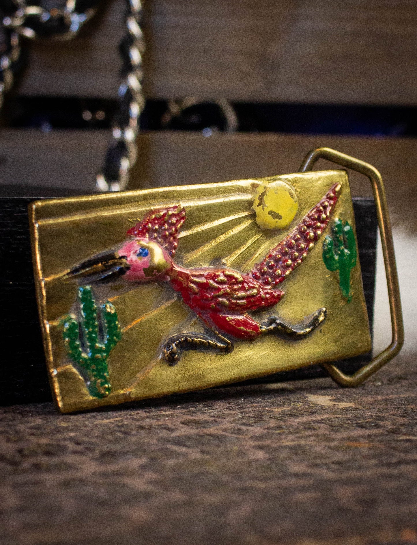 Vintage Road Runner Brass Belt Buckle