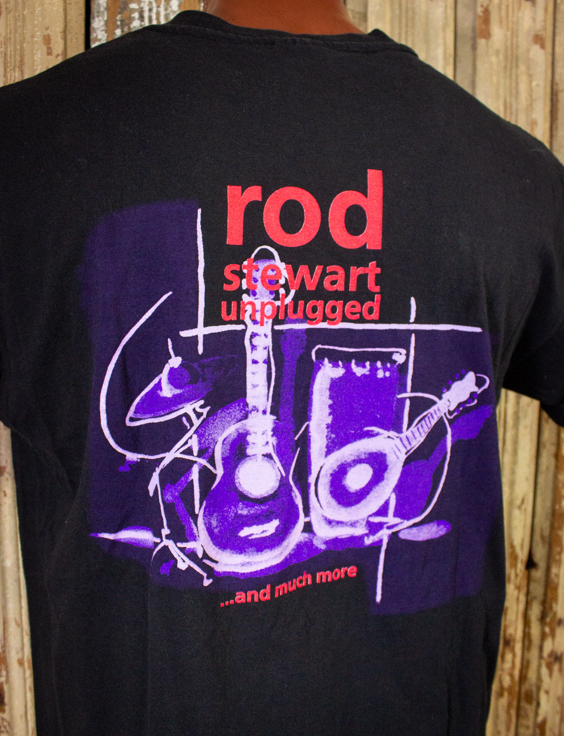 Vintage Rod Stewart Unplugged Concert T Shirt 1993 Black XL