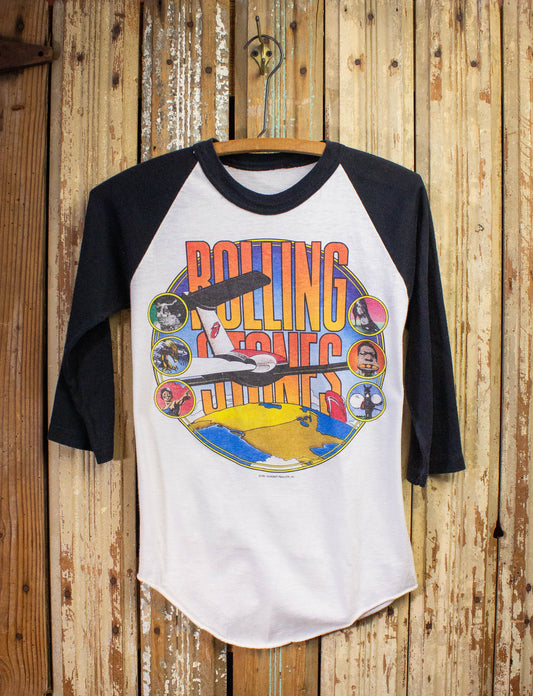 Vintage Rolling Stones Jet Raglan Concert T Shirt 1981 Black/White Small