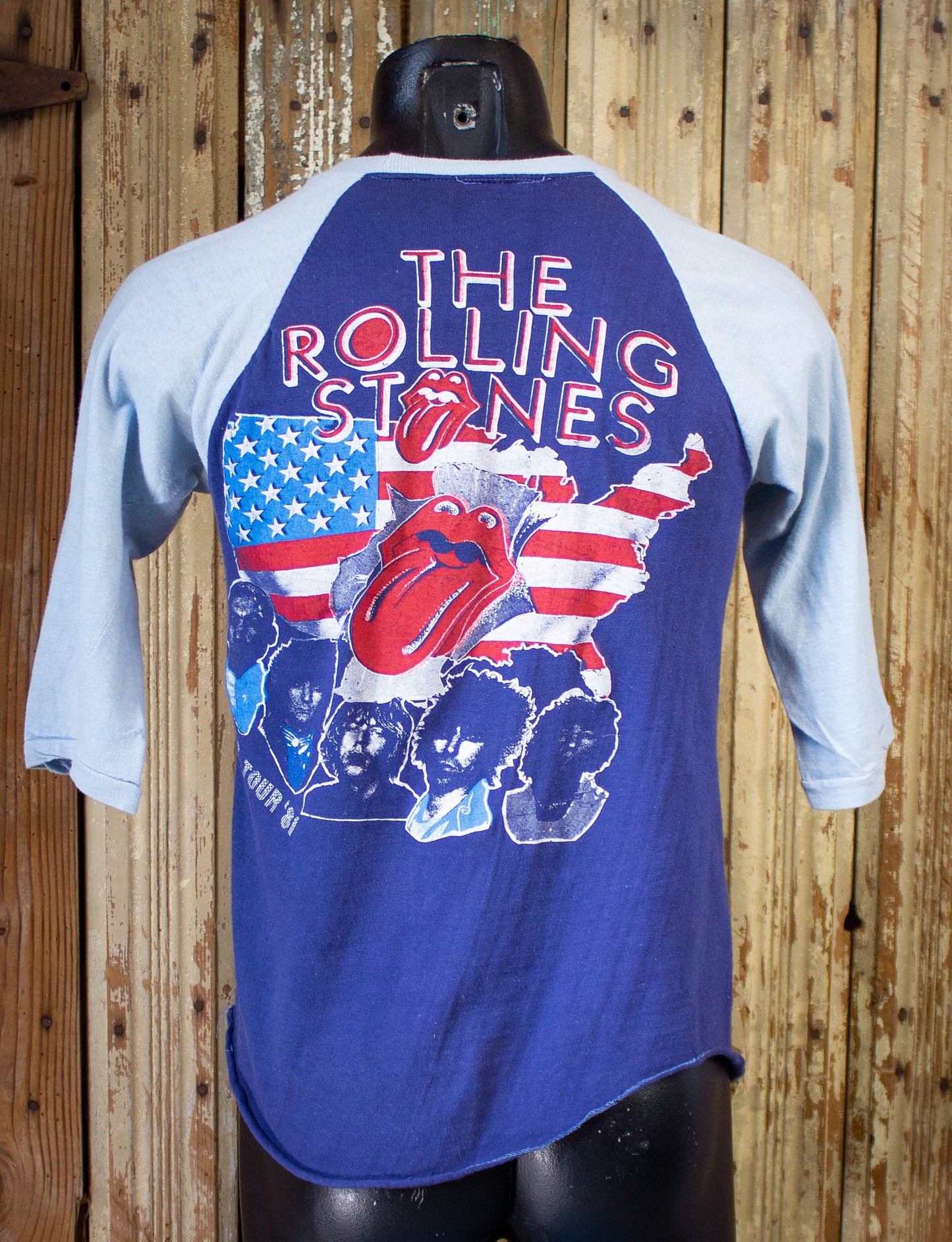 Vintage Rolling Stones Tattoo You Concert T-Shirt 1981 Blue Raglan S