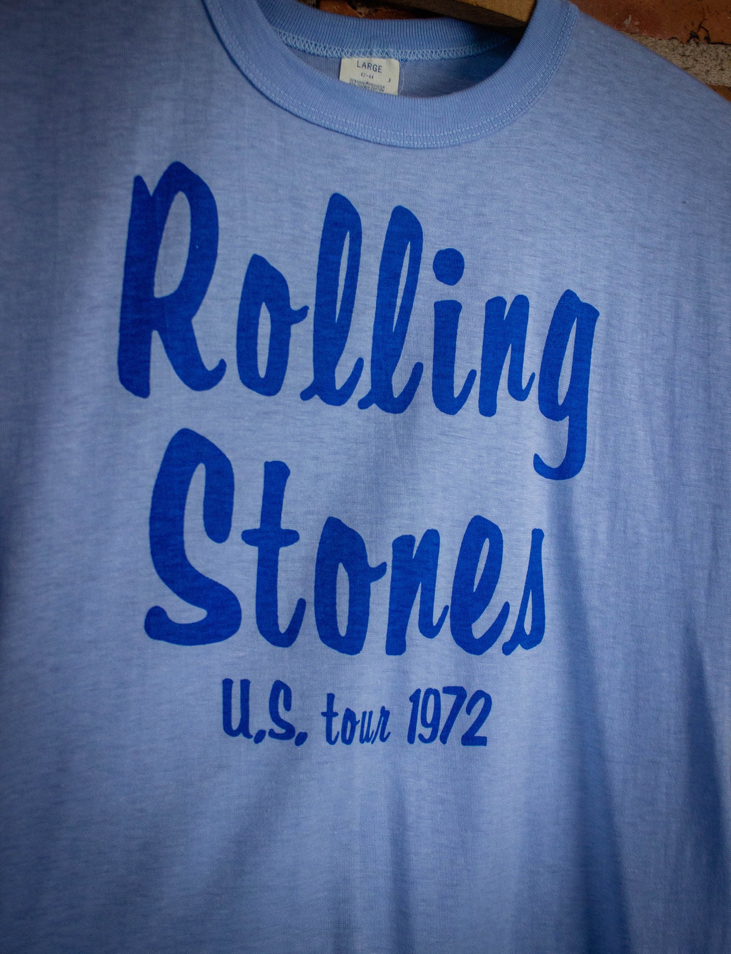 Vintage Rolling Stones U.S. Tour Concert T Shirt 1972 Baby Blue Small