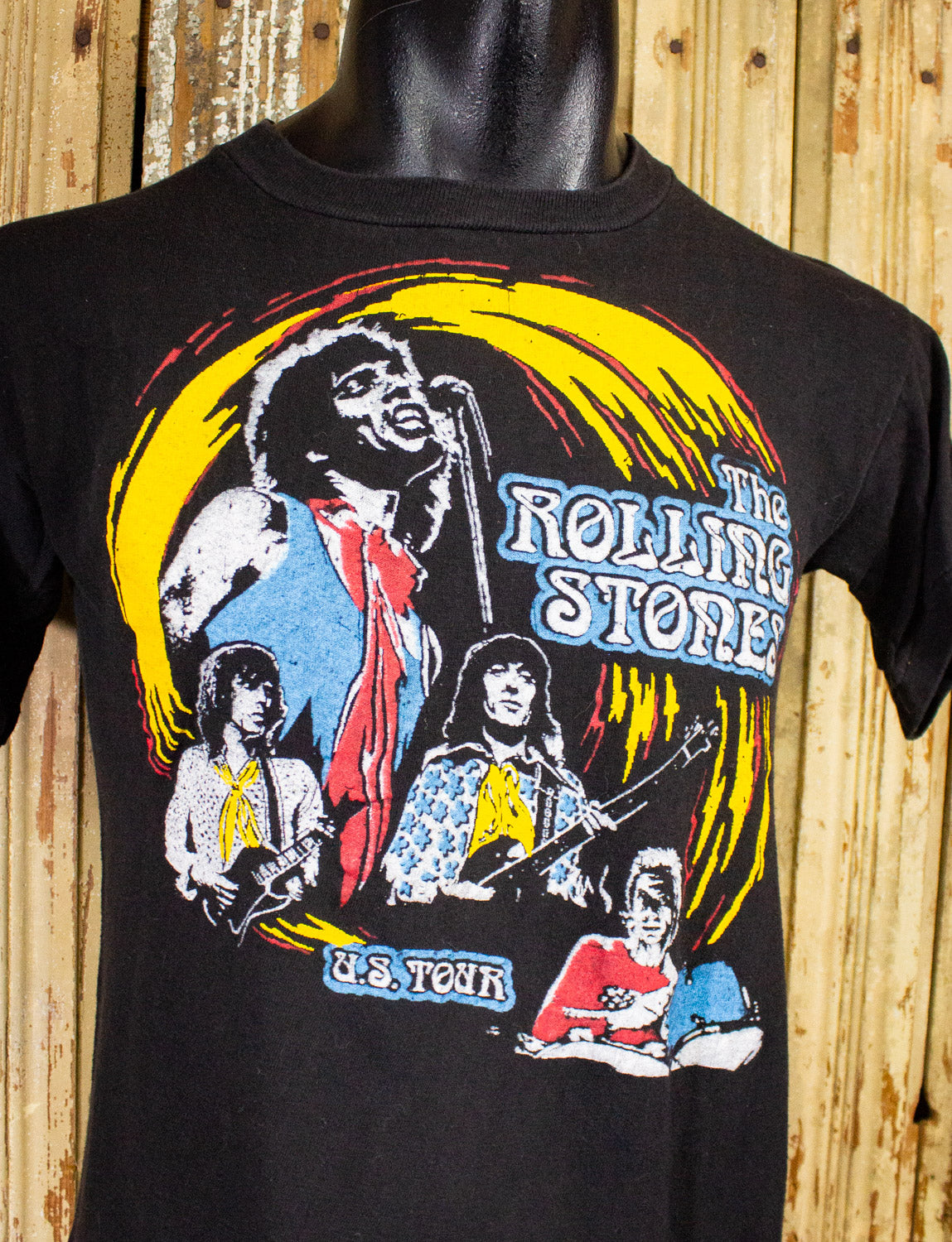 Vintage Rolling Stones Us Tour Parking Lot Concert T Shirt 70s Black Small/Medium