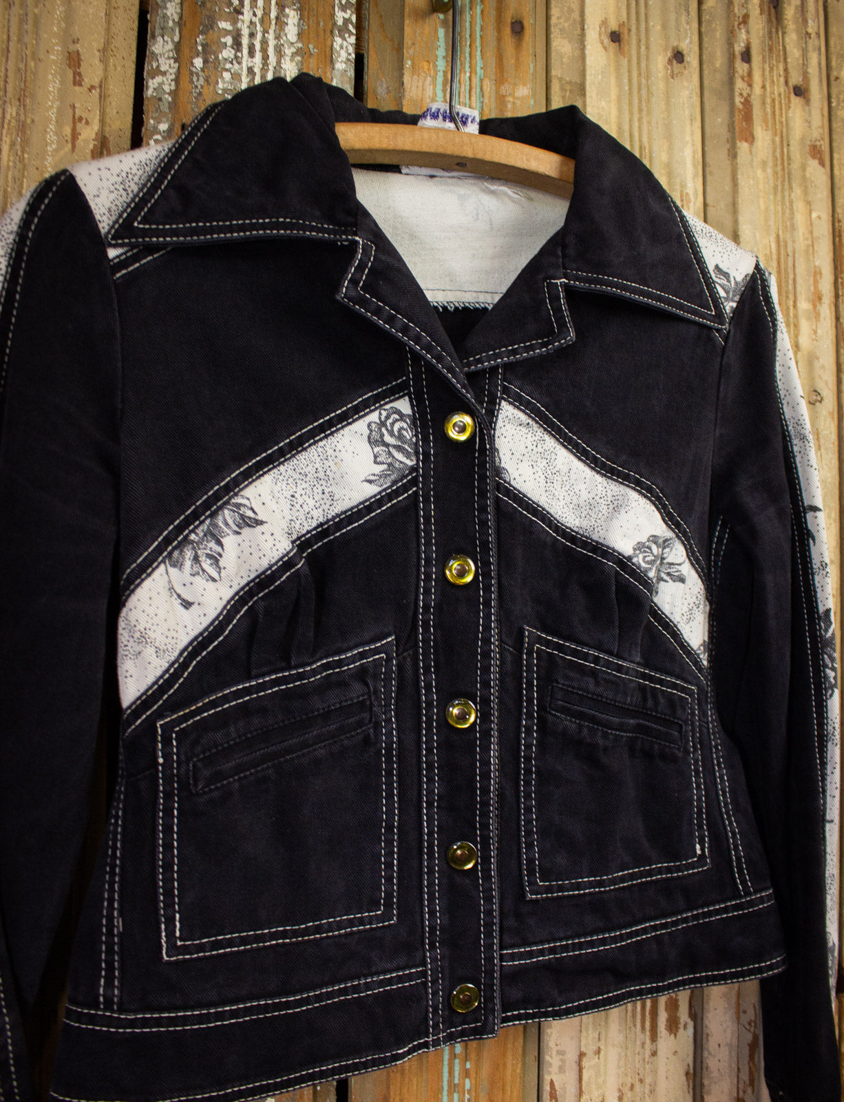 Vintage Roncelli Black Denim Jacket 70s Small