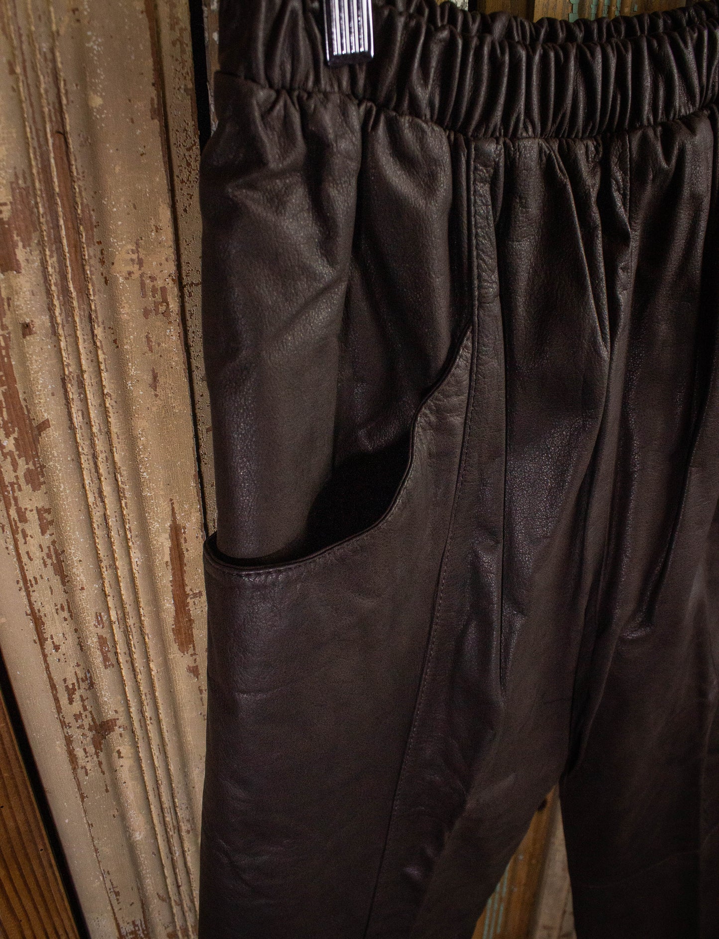 Vintage Sally B Leather Pants 80s Brown Medium