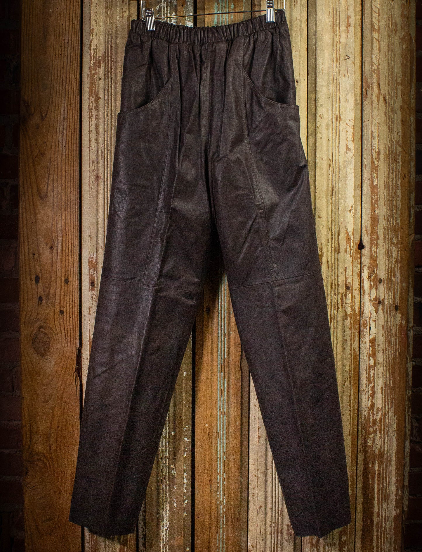 Vintage Sally B Leather Pants 80s Brown Medium