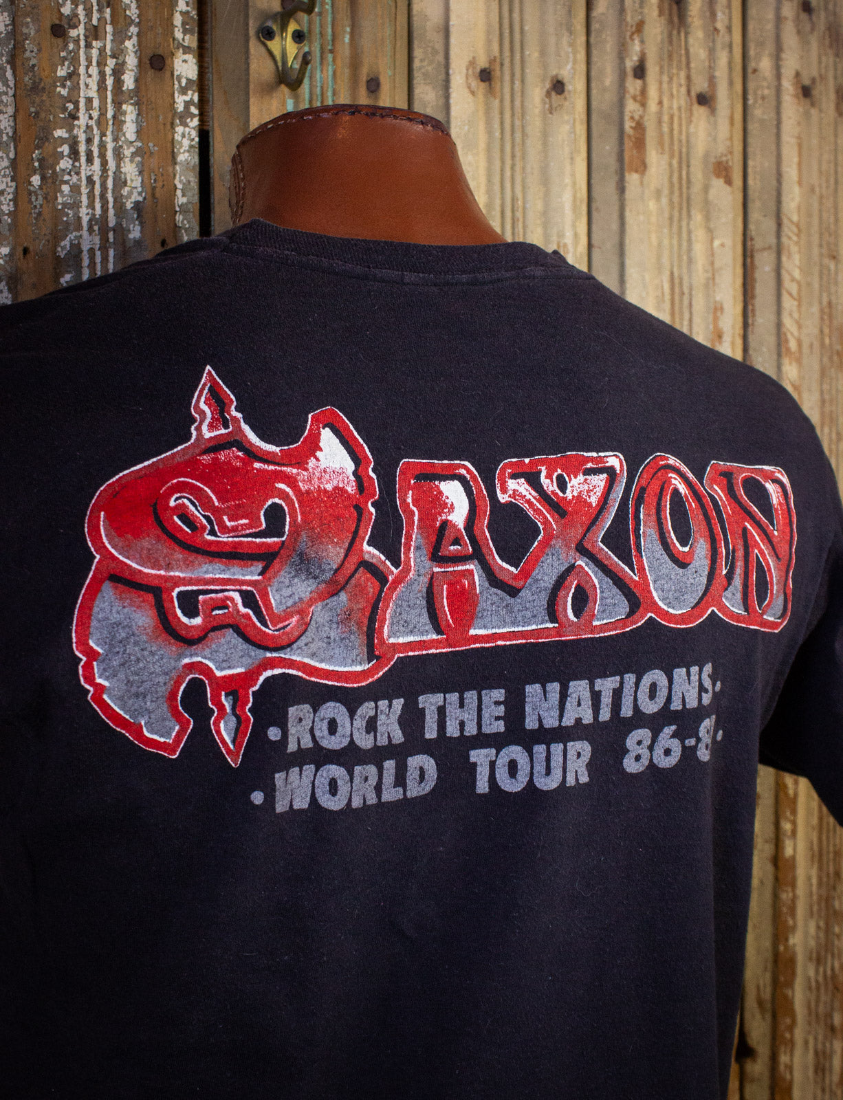 Vintage Saxon Rock The Nation Concert T Shirt 1986 Black XL