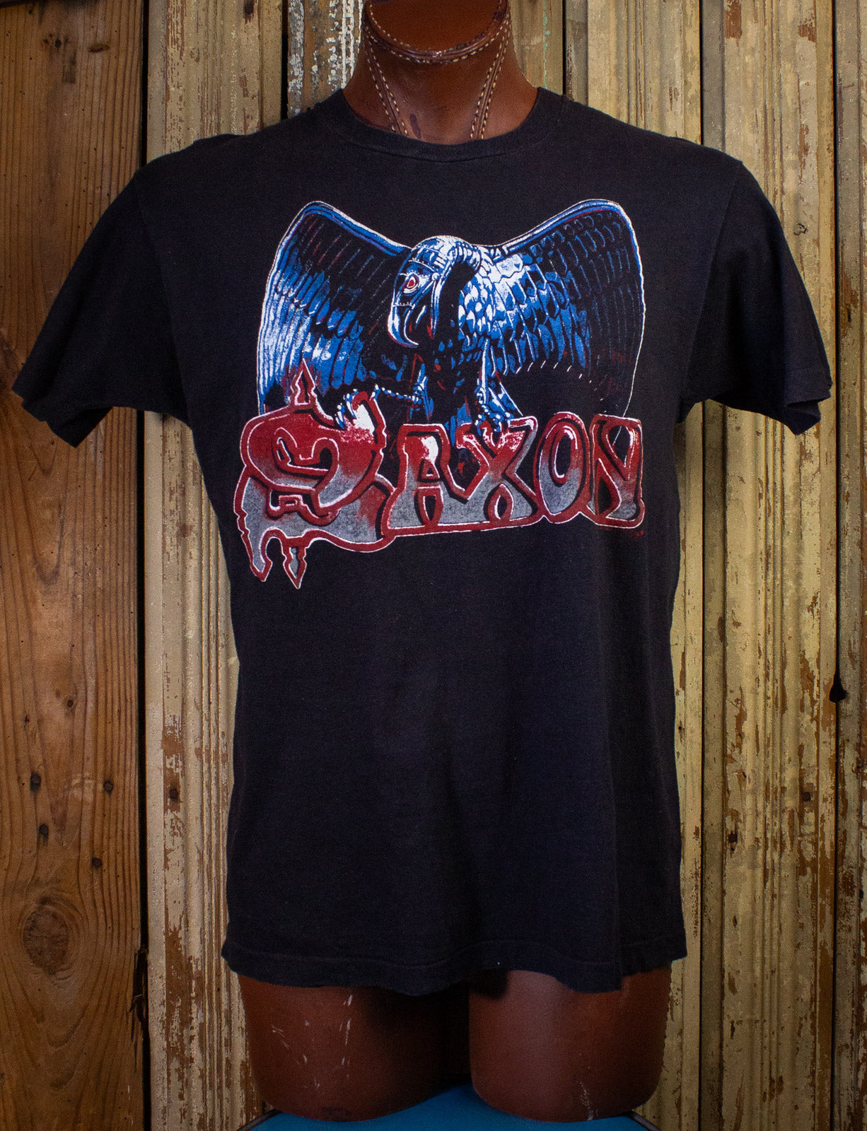 Vintage Saxon Rock The Nation Concert T Shirt 1986 Black XL