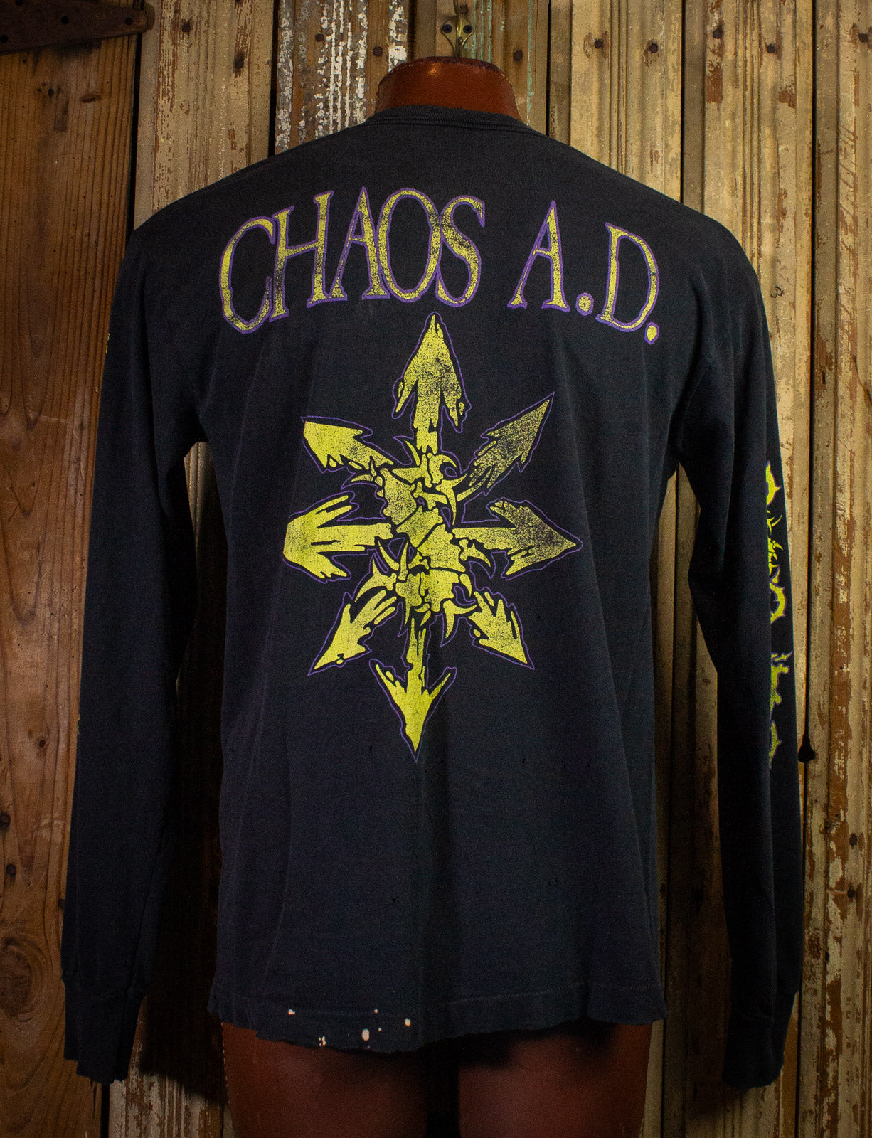 Vintage Sepultura Chaos A.D. Concert T Shirt Long Sleeve 1994 Black Large