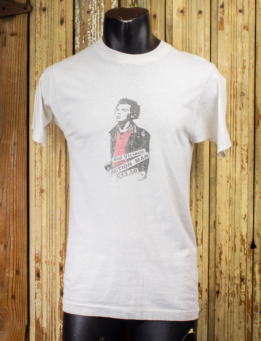 Vintage Sid Vicious Action Man Concert T Shirt 80s White Small