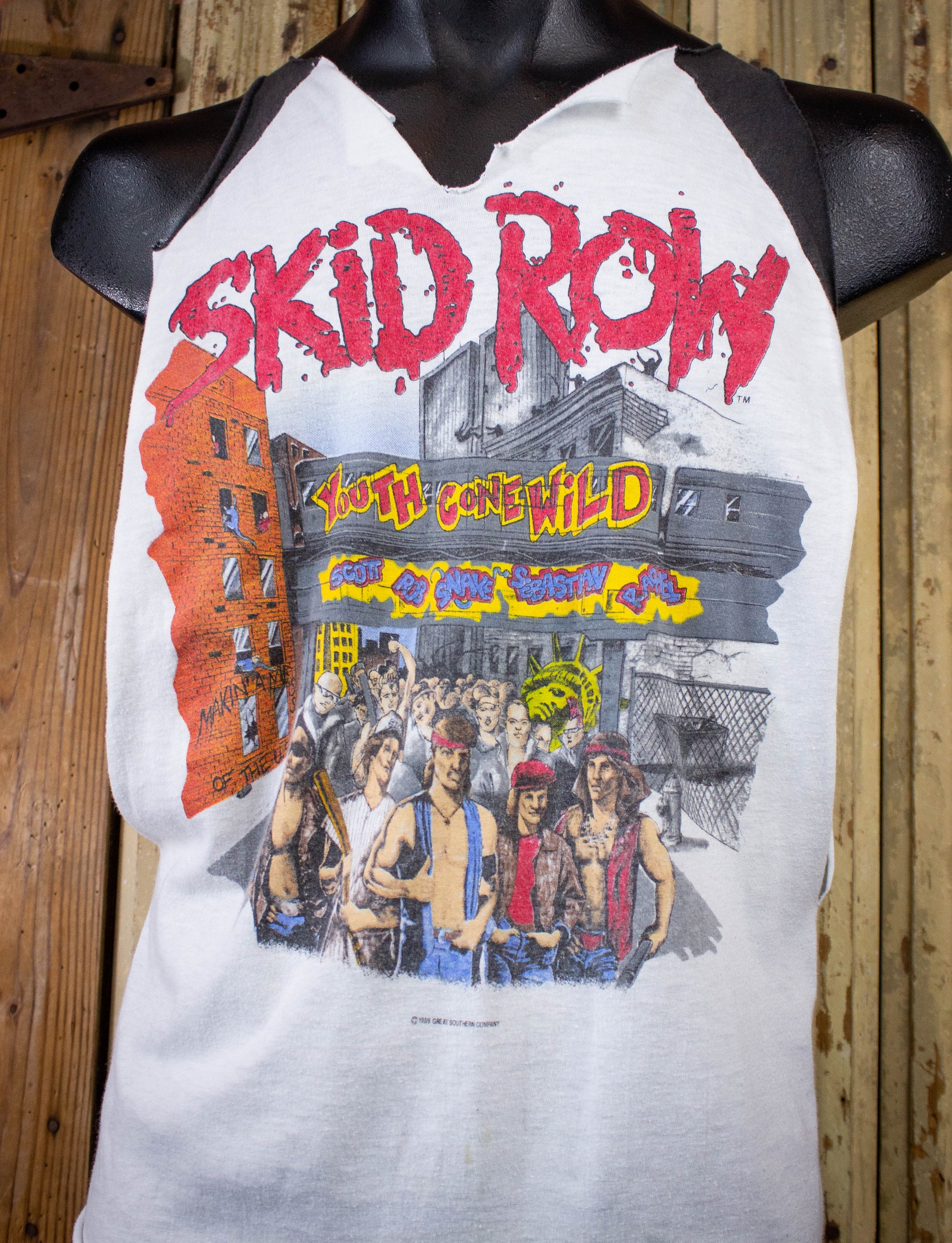 Vintage Skid Row Youth Gone Wild Cutoff Concert T Shirt 1989 White Medium