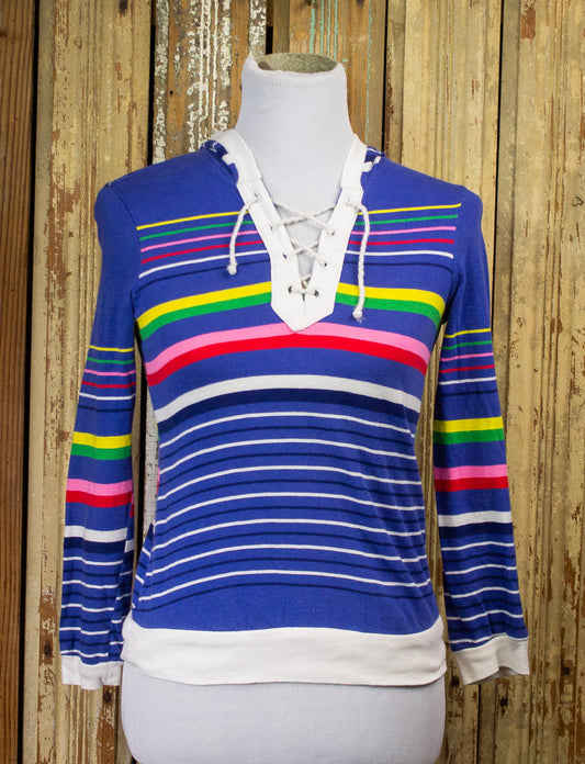 Vintage Spare Parts Striped Pullover Hoodie 60s XS