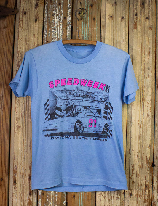 Vintage Speedweek Daytona Graphic T Shirt Blue XS