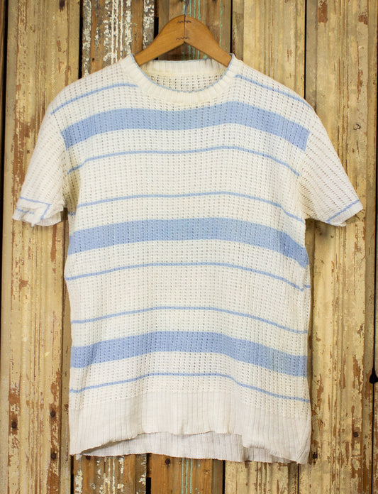 Vintage Blue and White Striped Knit Top Small