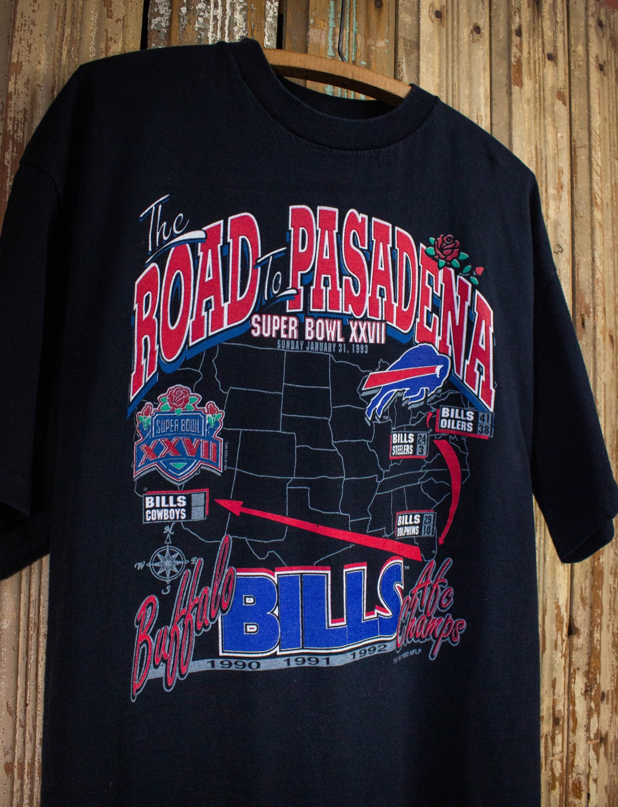 Vintage Superbowl XXVII Road To Pasadena Graphic T Shirt 1993 Black 2XL