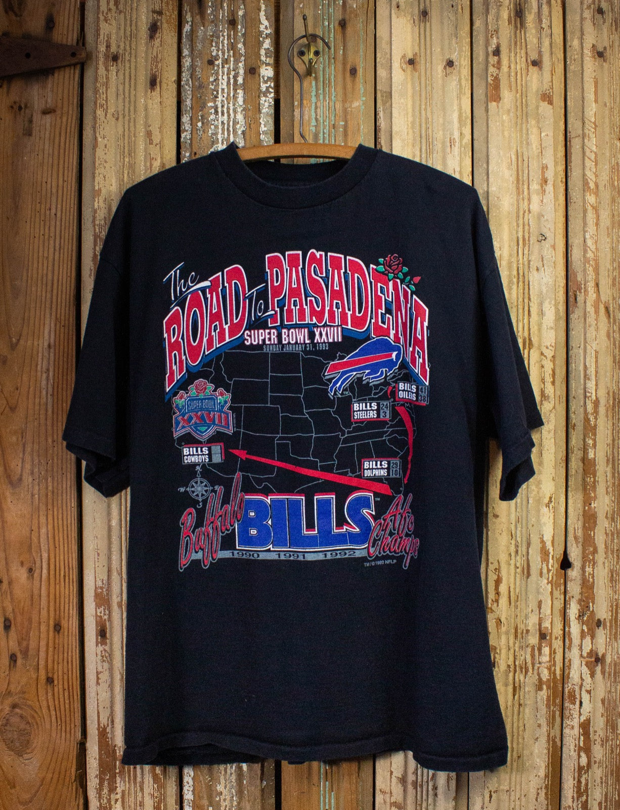 Vintage Superbowl XXVII Road To Pasadena Graphic T Shirt 1993 Black 2XL