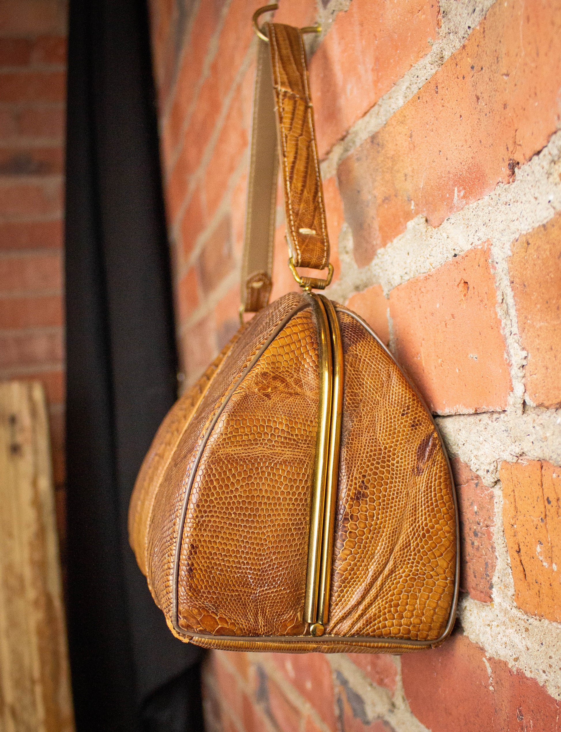 Vintage Tan Lizard Handbag Purse