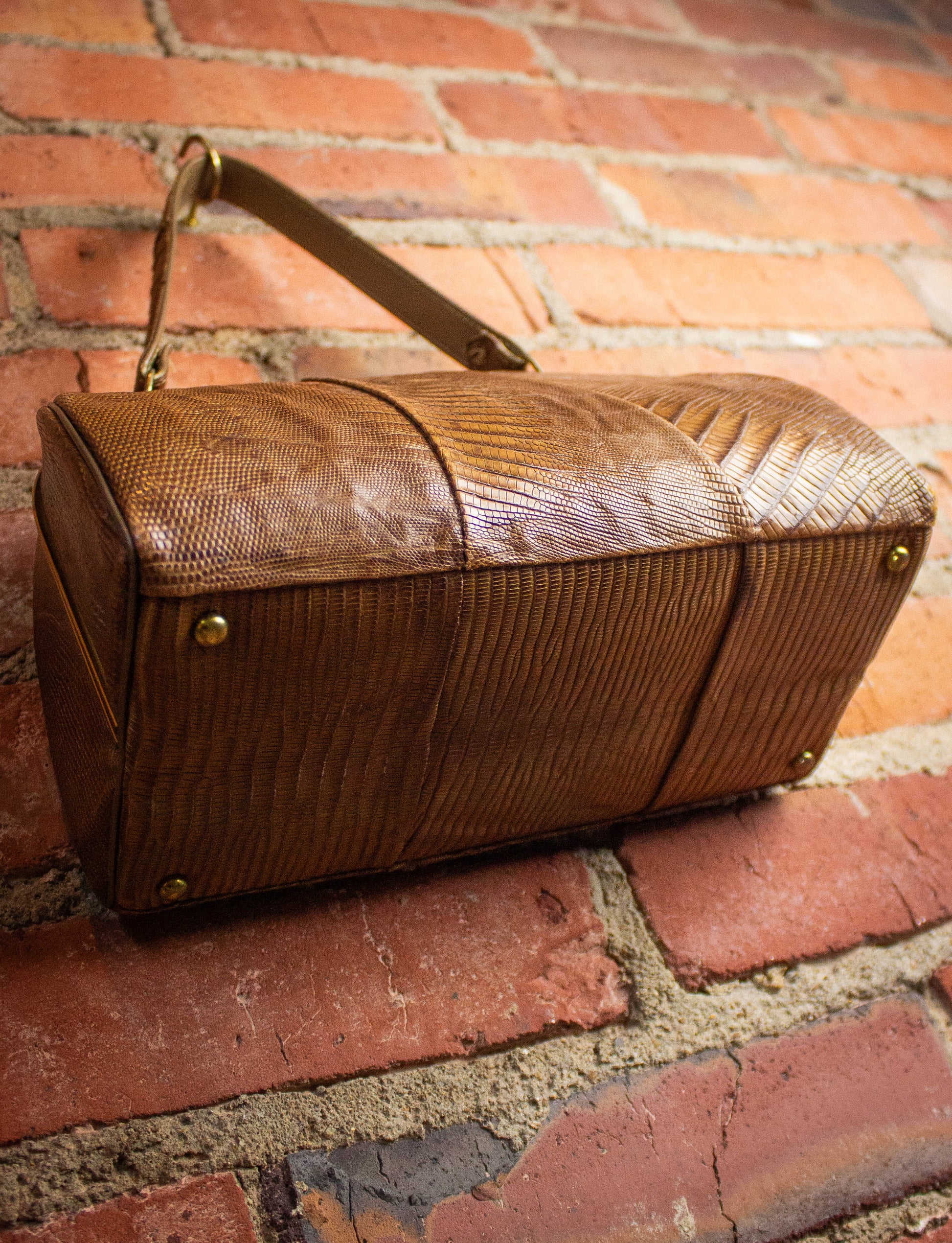 Vintage Tan Lizard Handbag Purse