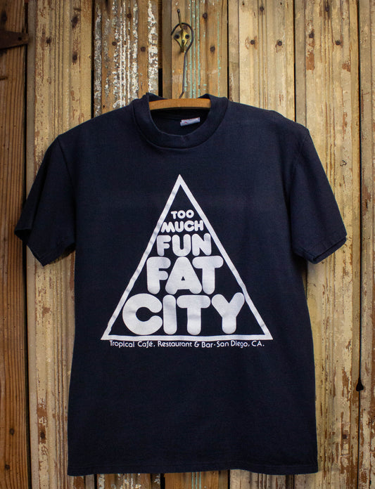 Vintage Too Much Fun Fat City Graphic T Shirt 90s Black Small/Medium