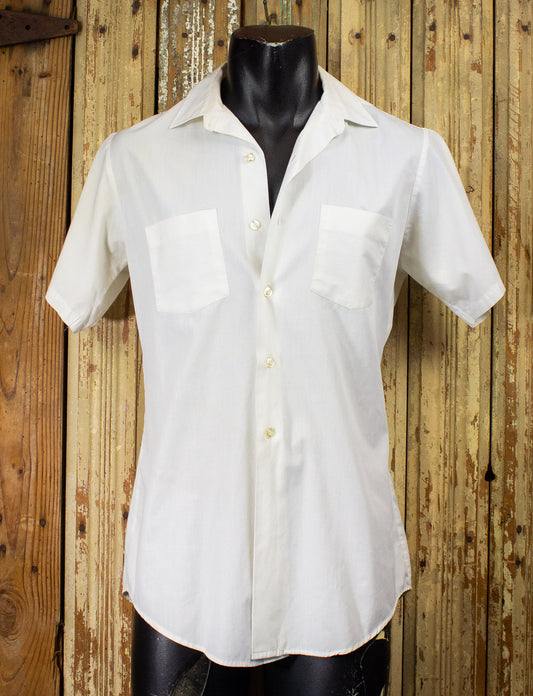 Vintage Towncraft White Button Up Shirt 60s Large