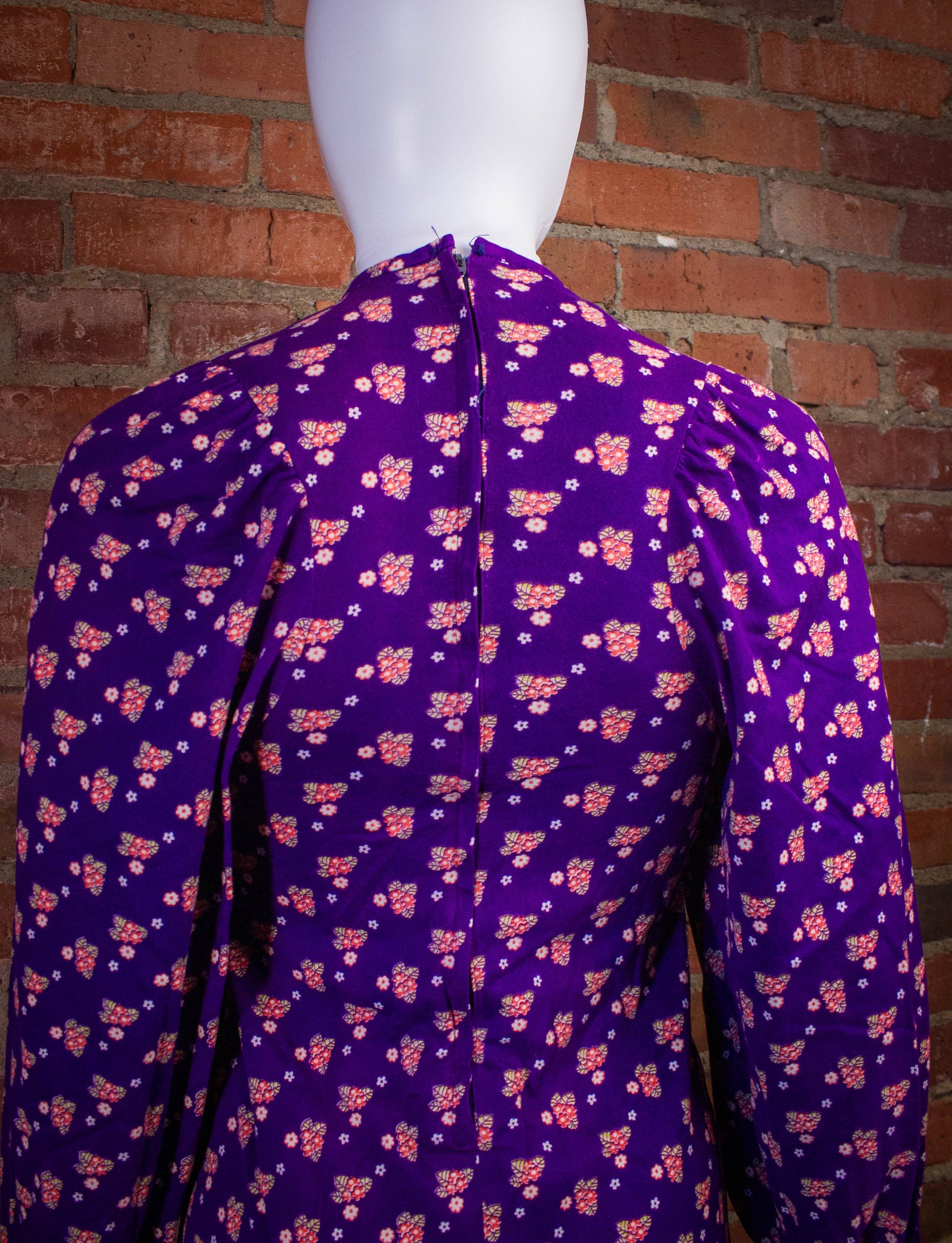 Vintage Tres Petite Flower Print Mini Dress 70s Purple XS