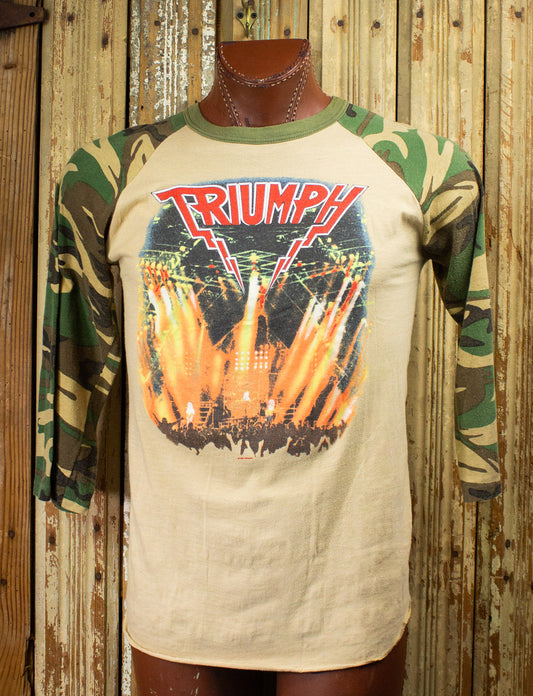 Vintage Triumph World Tour Camo Raglan Concert T Shirt 1986/87 Large