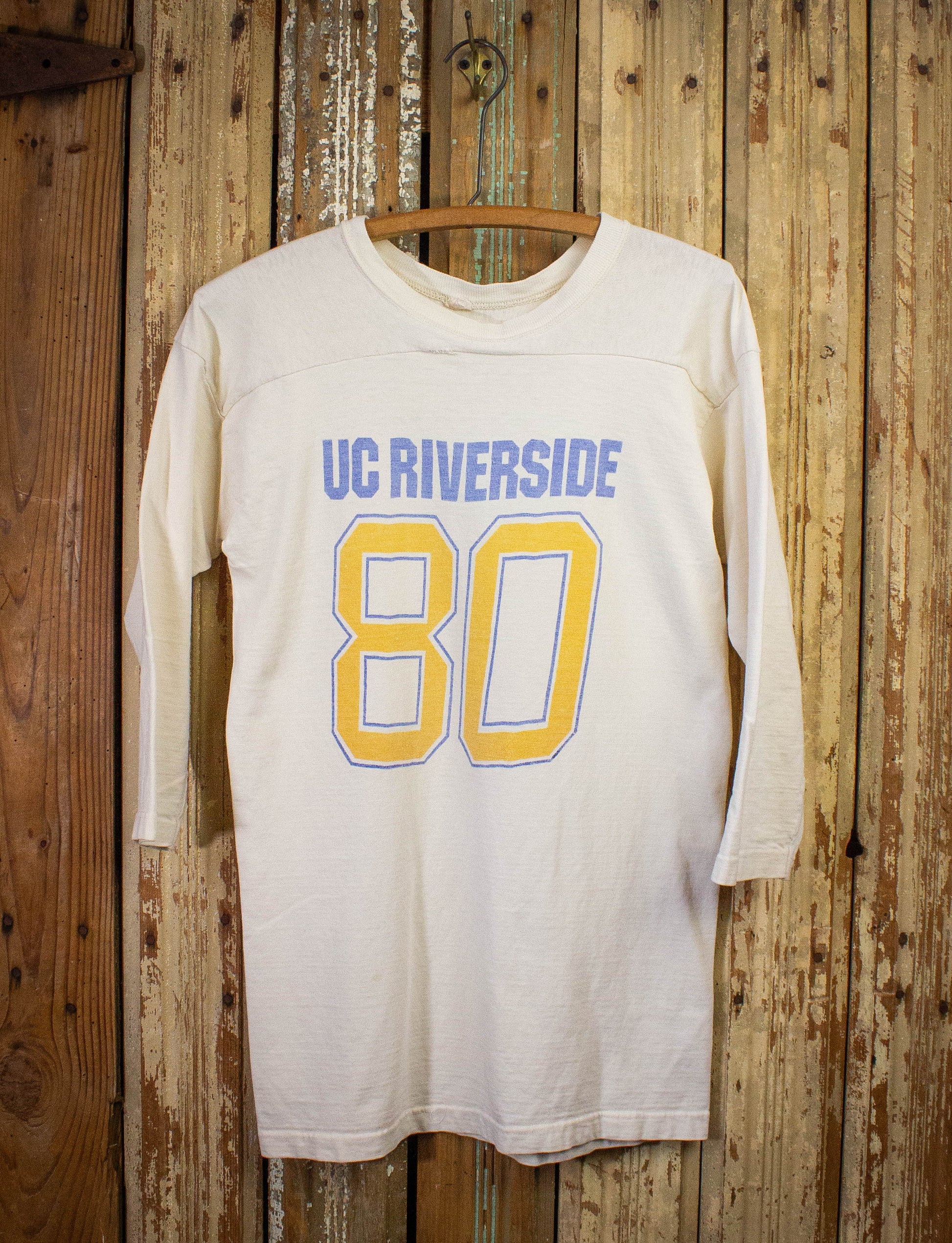 Vintage UC Riverside Long Sleeve Jersey T Shirt 1980 White Small/Medium