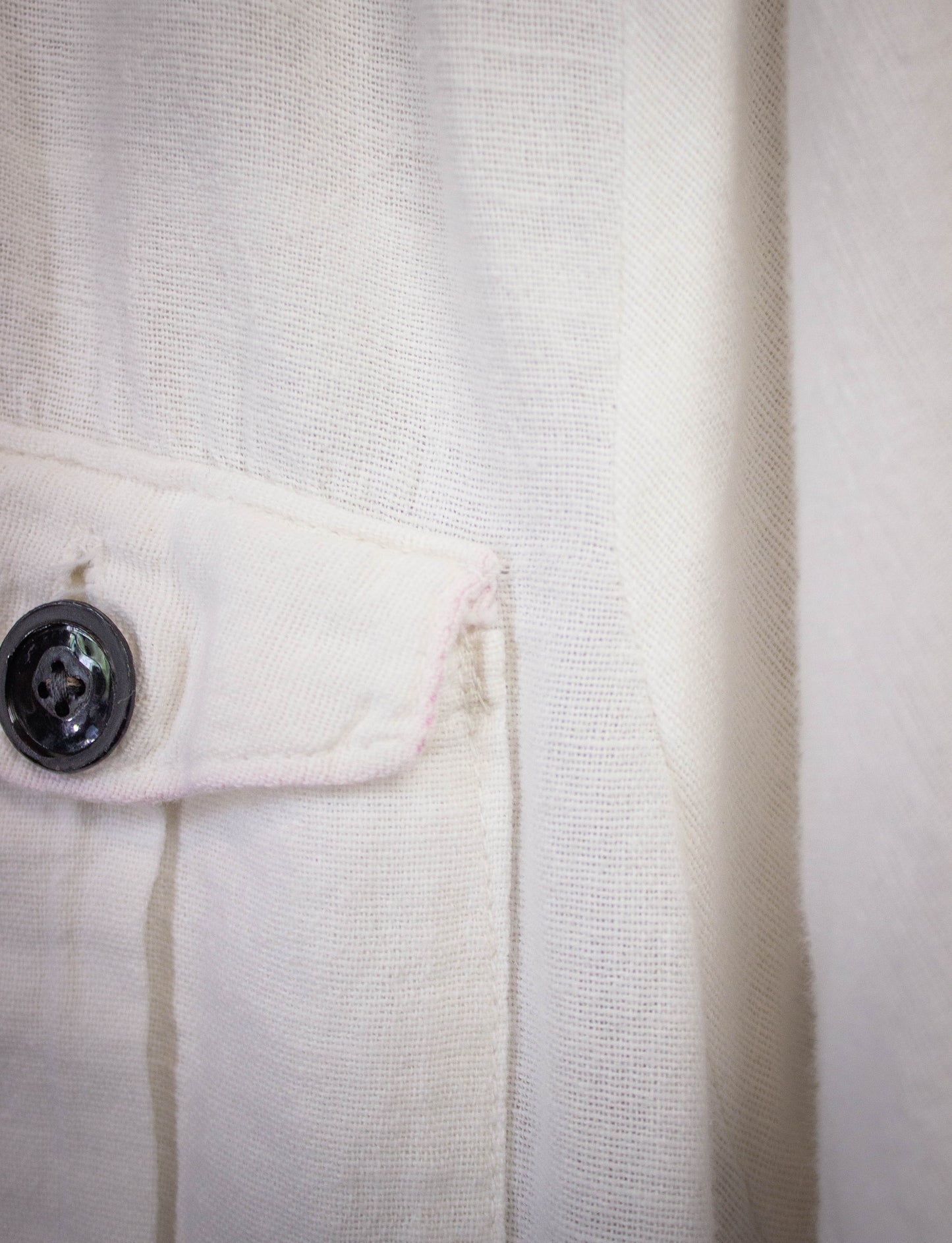 Vintage White Button Up Shirt with Black Buttons Small