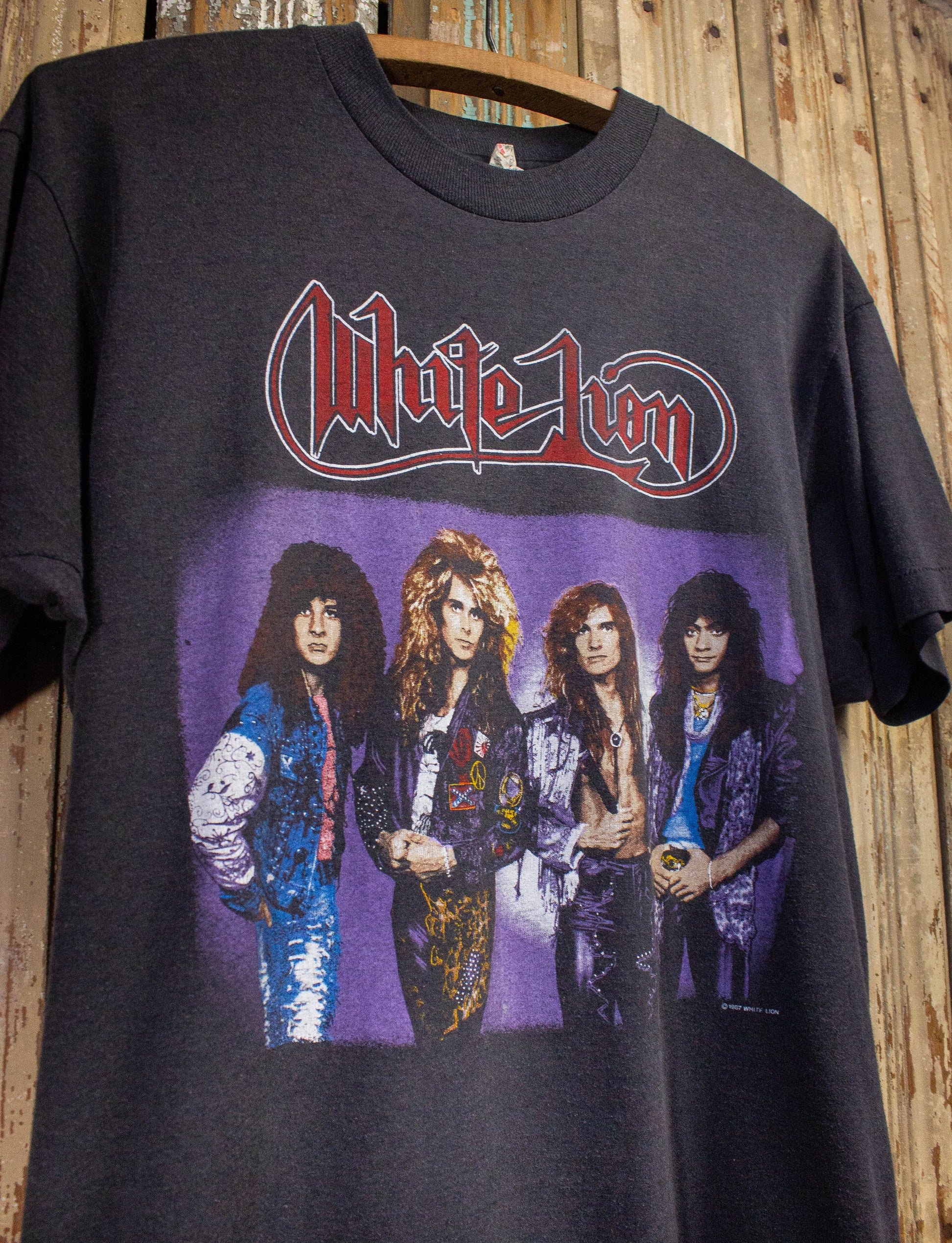 Vintage White Lion Rock N Roar Concert T Shirt 1987 Black Large